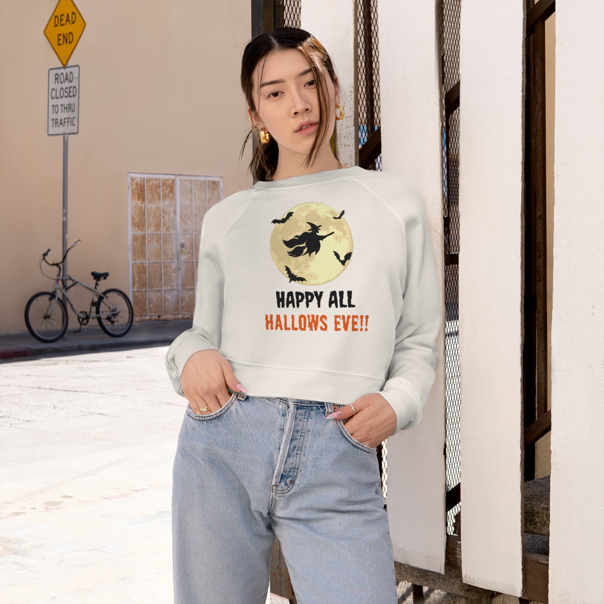 Happy All Hallows Eve Women's Cropped Fleece Pullover