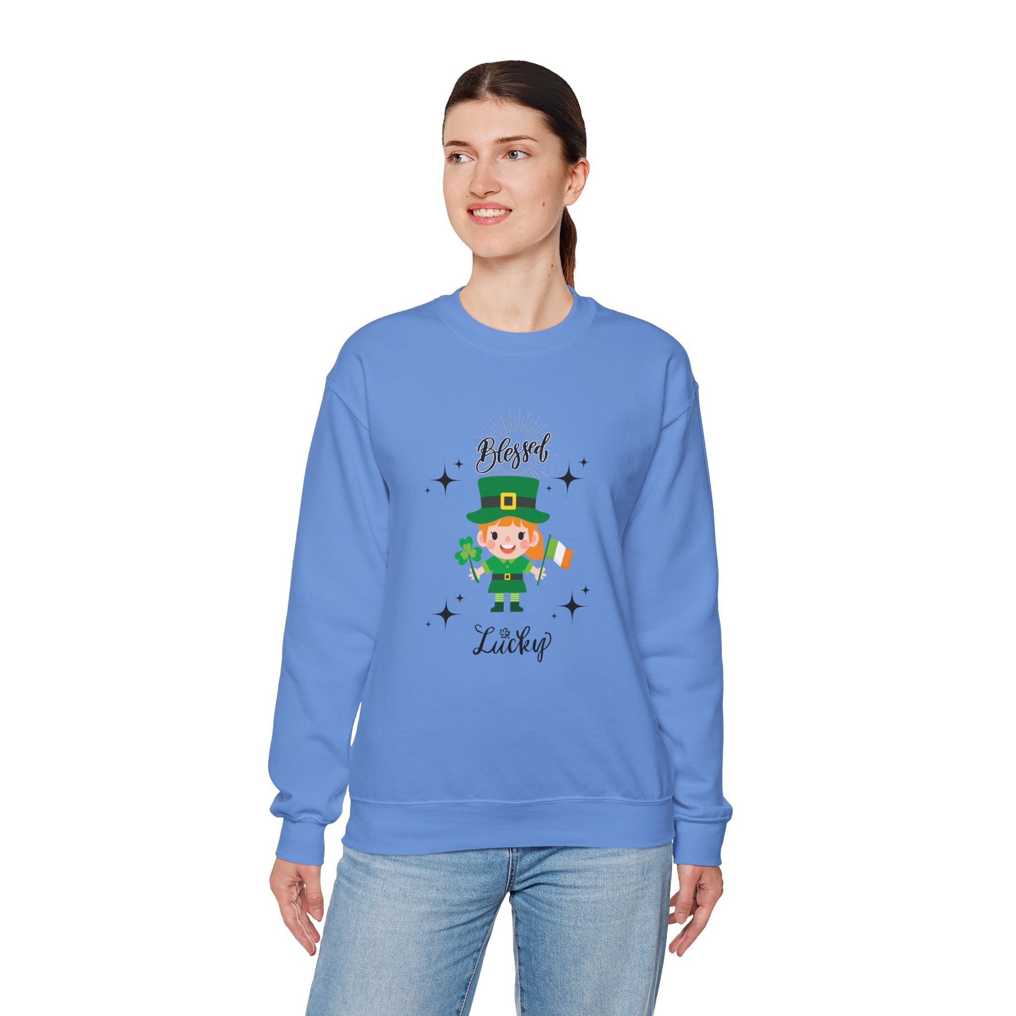 Blessed & Lucky Unisex Crewneck Sweatshirt for St. Patrick's Day