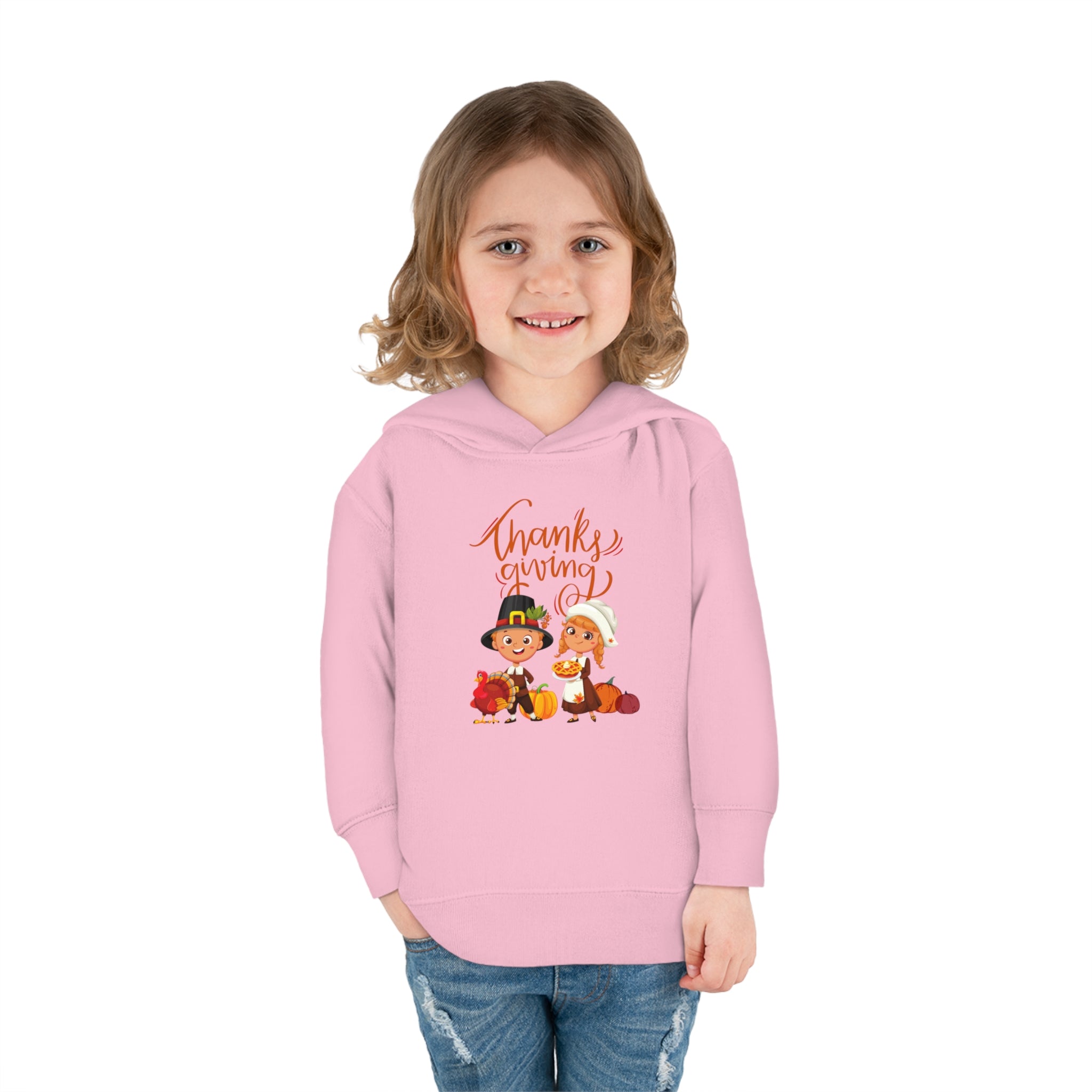 Happy Thanksgiving Toddler Pullover Fleece Hoodie