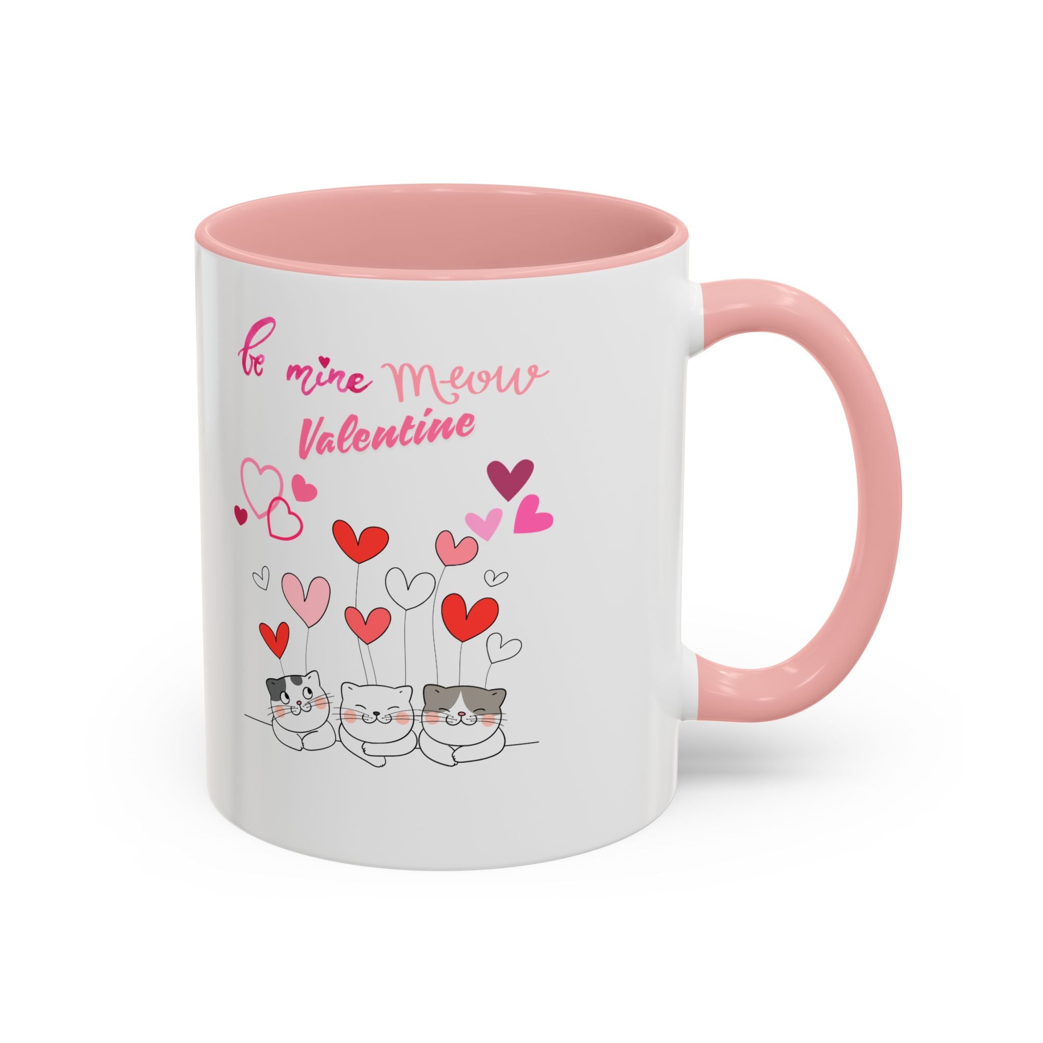 Meow Valentine's Day Accent Coffee Mug (11, 15oz)