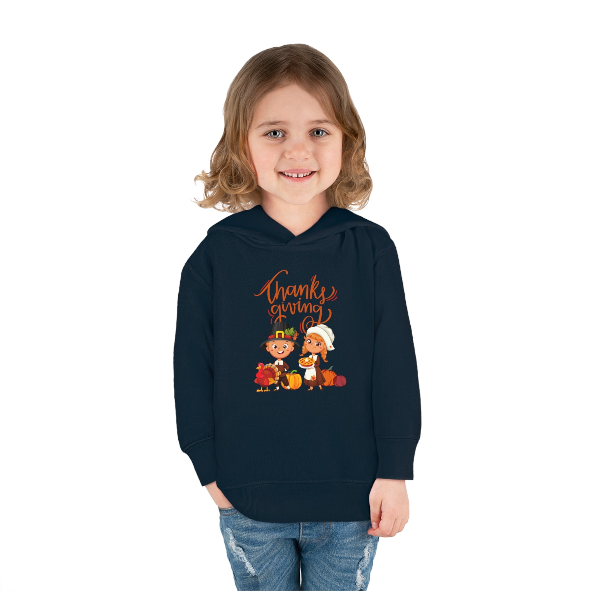Happy Thanksgiving Toddler Pullover Fleece Hoodie