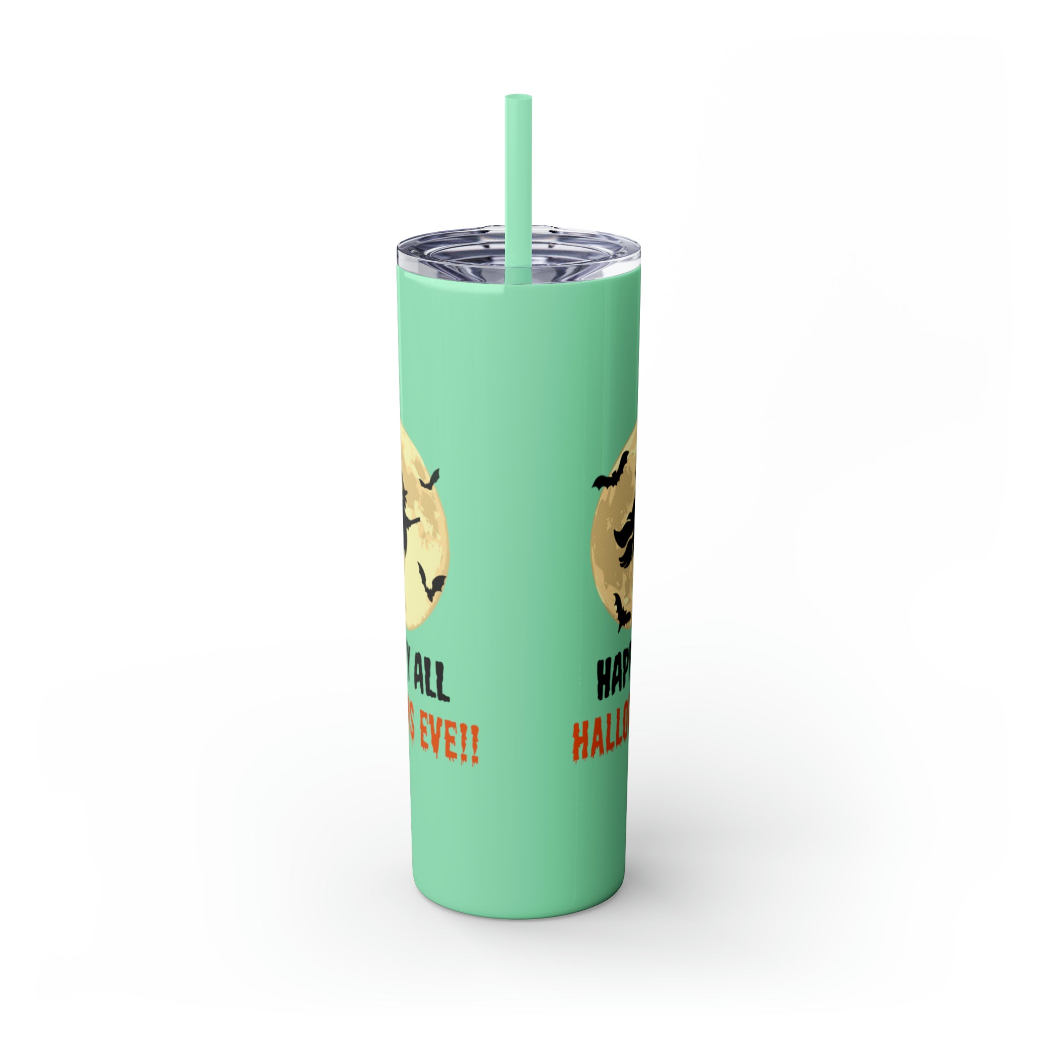 Happy All Hallows Eve Skinny Tumbler with Straw, 20oz