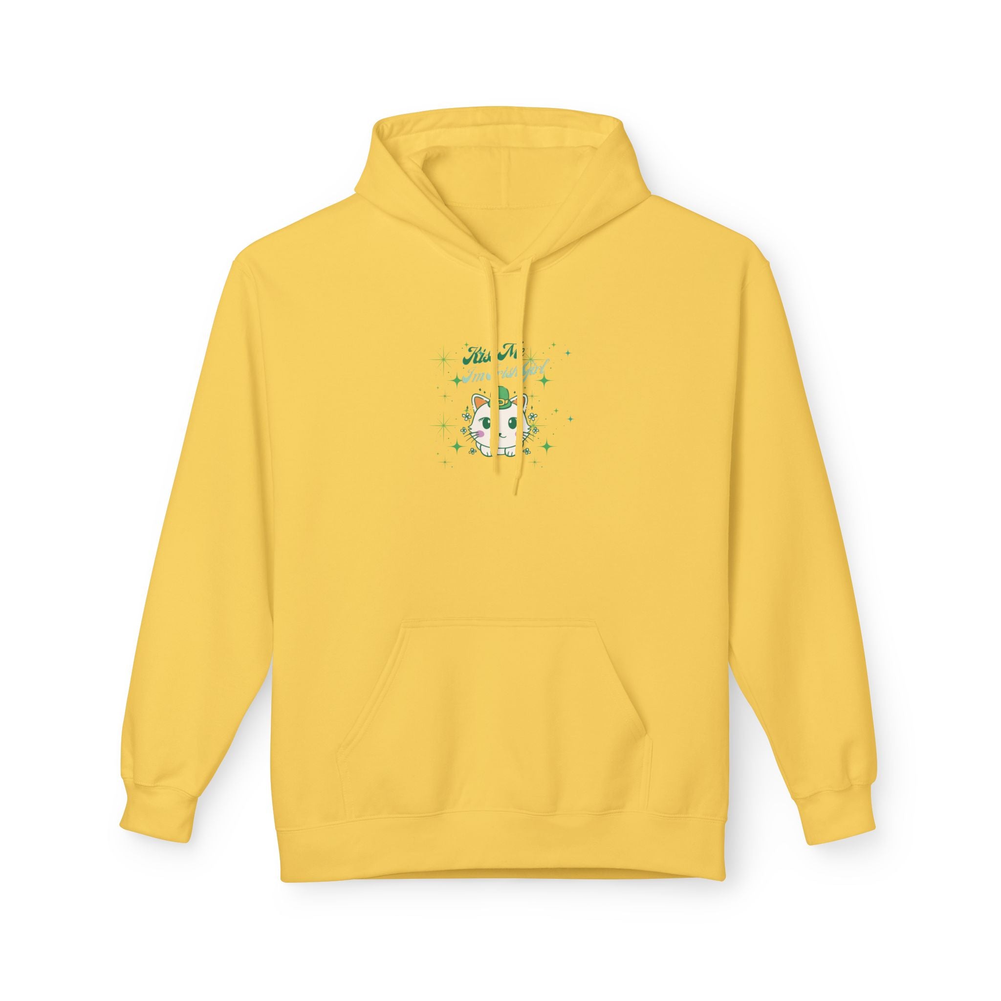 Kiss Me I'm Irish Cat Unisex Fleece Hoodie