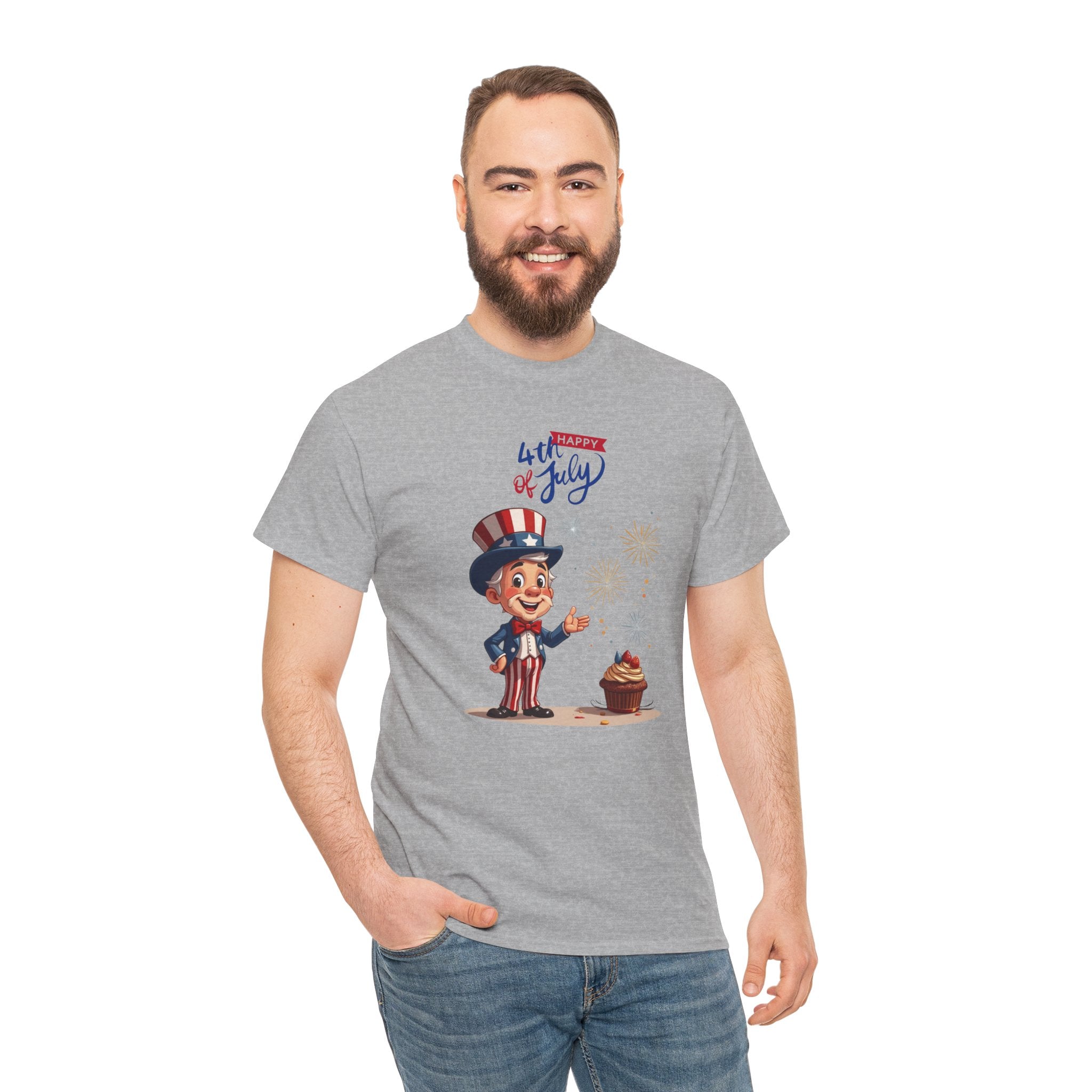 Uncle Sam Tee Happy of July, Unisex Heavy Cotton Shirt