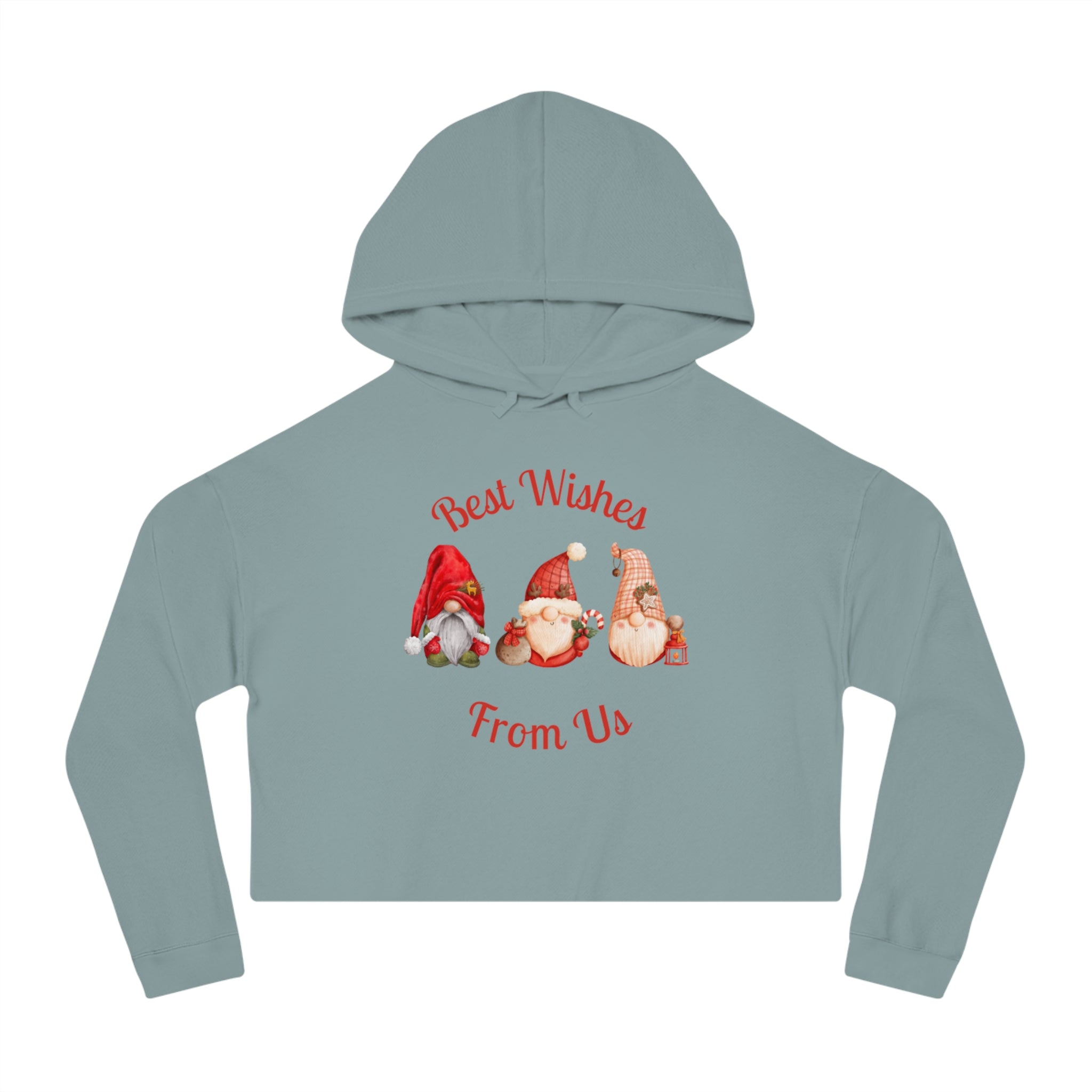 Gnome Best Wishes Women’s Cropped Hooded Sweatshirt