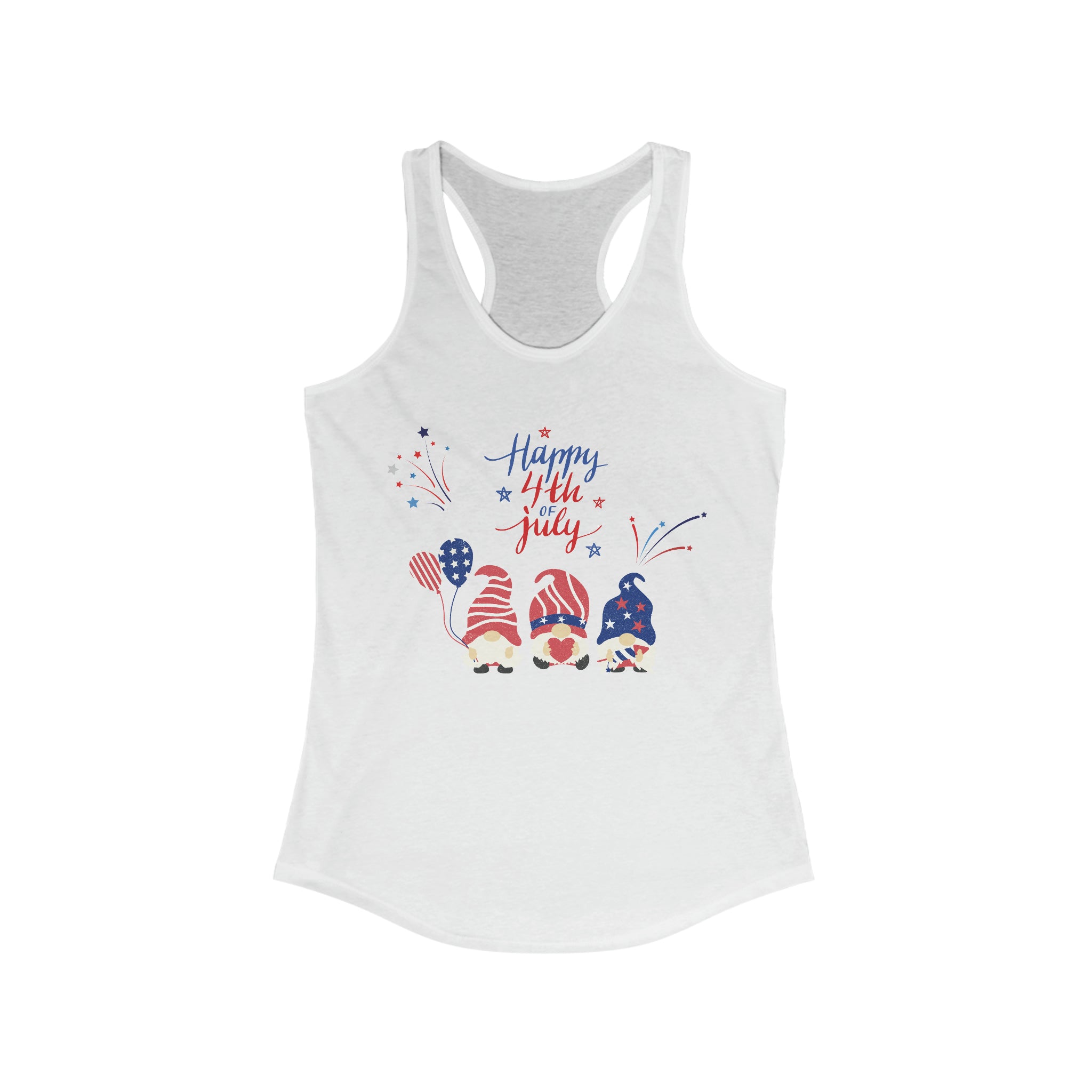 Happy 4th Of July Gnome Women's Ideal Racerback Tank