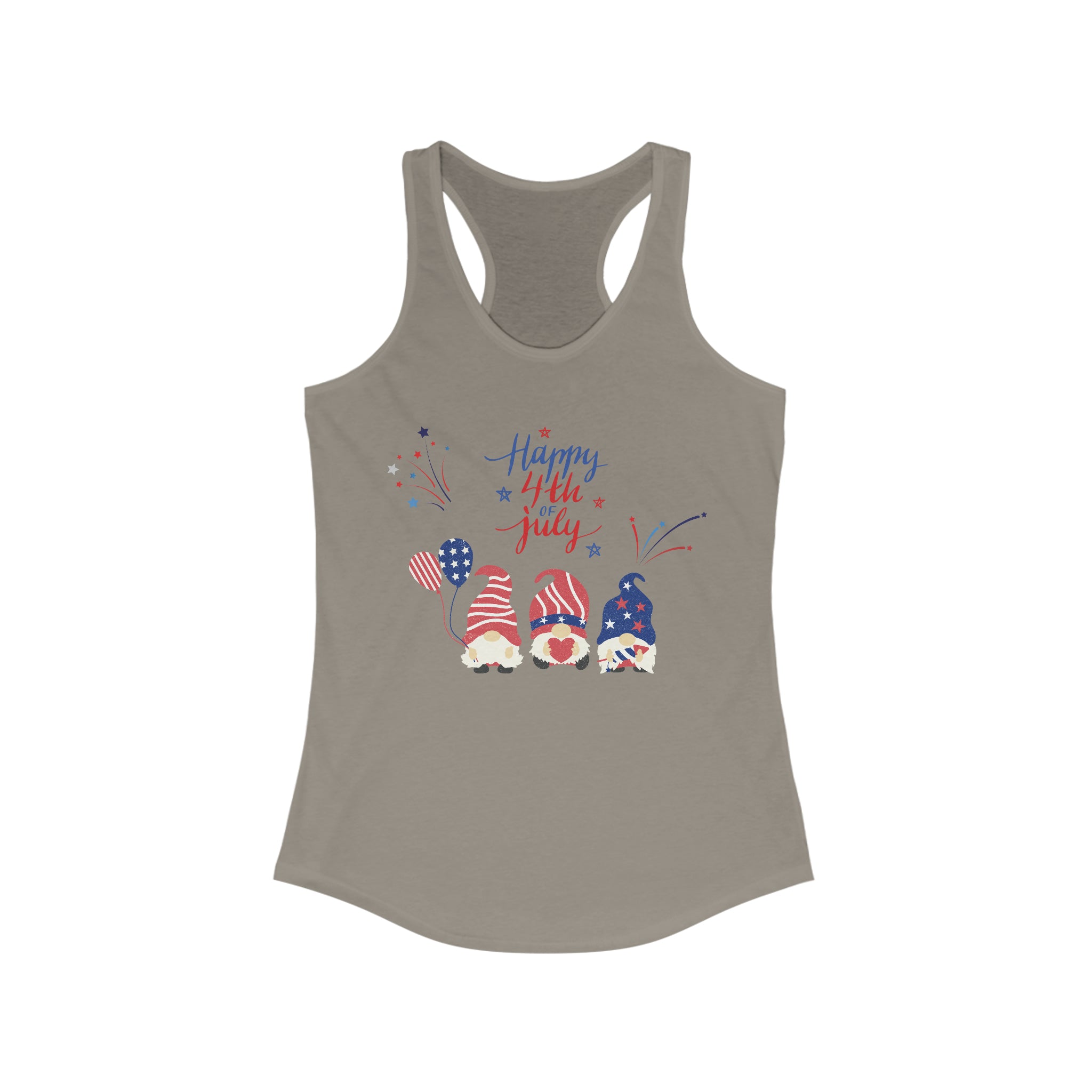 Happy 4th Of July Gnome Women's Ideal Racerback Tank