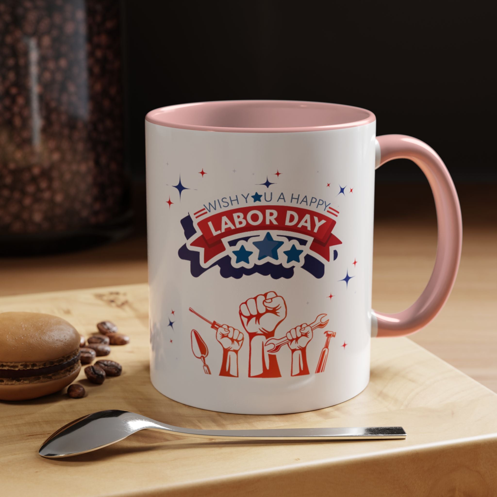 Wish U A Happy Labor Day Accent Coffee Mug (11, 15oz)