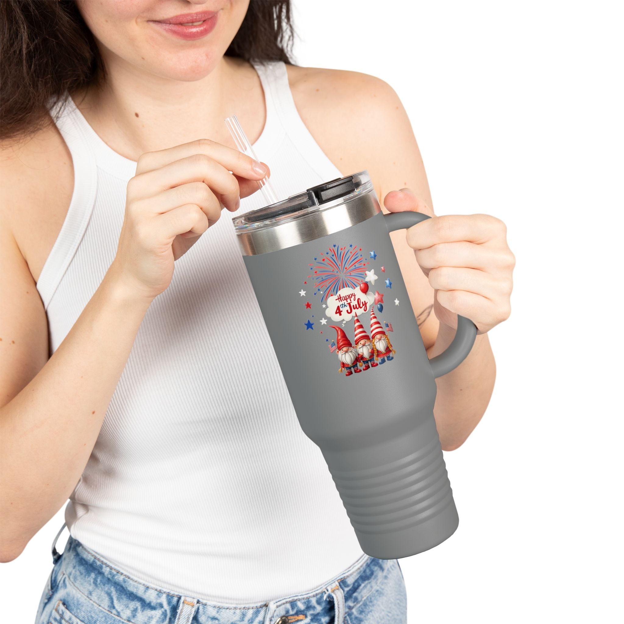Gnome 4th of July Insulated Travel Mug - 40oz,
