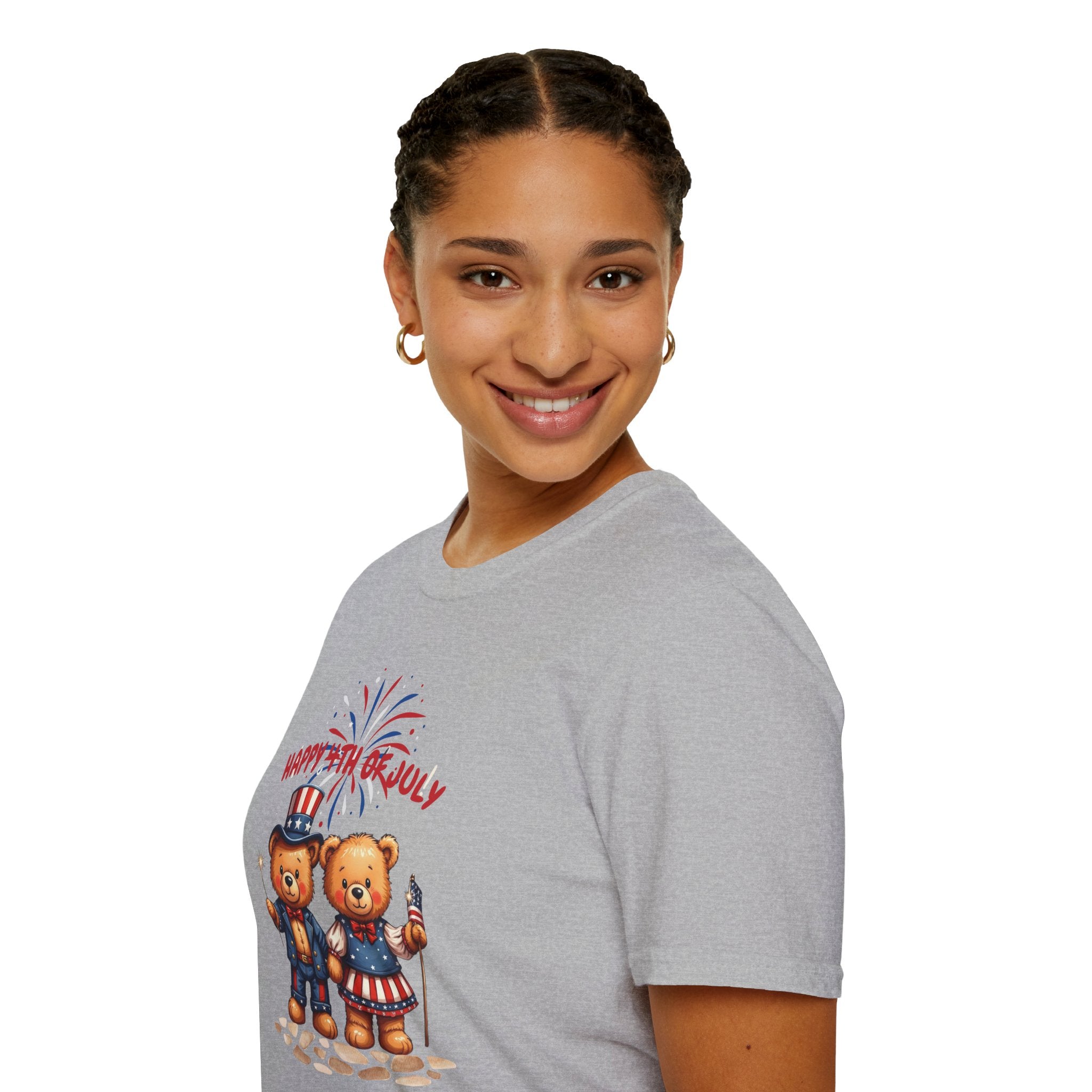 Happy 4th of July Teddy Bear Couple Unisex T-Shirt