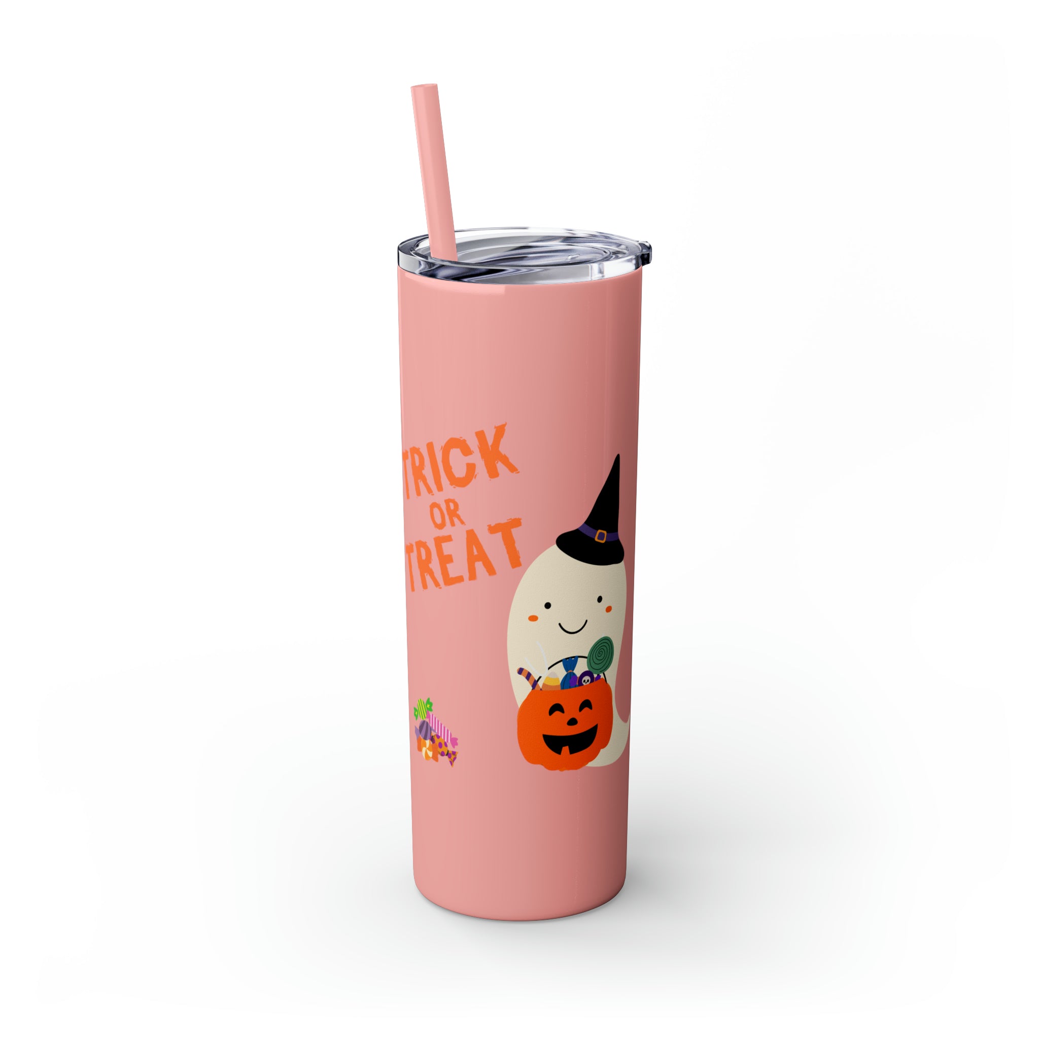 Trick or Treat Skinny Tumbler with Straw, 20oz