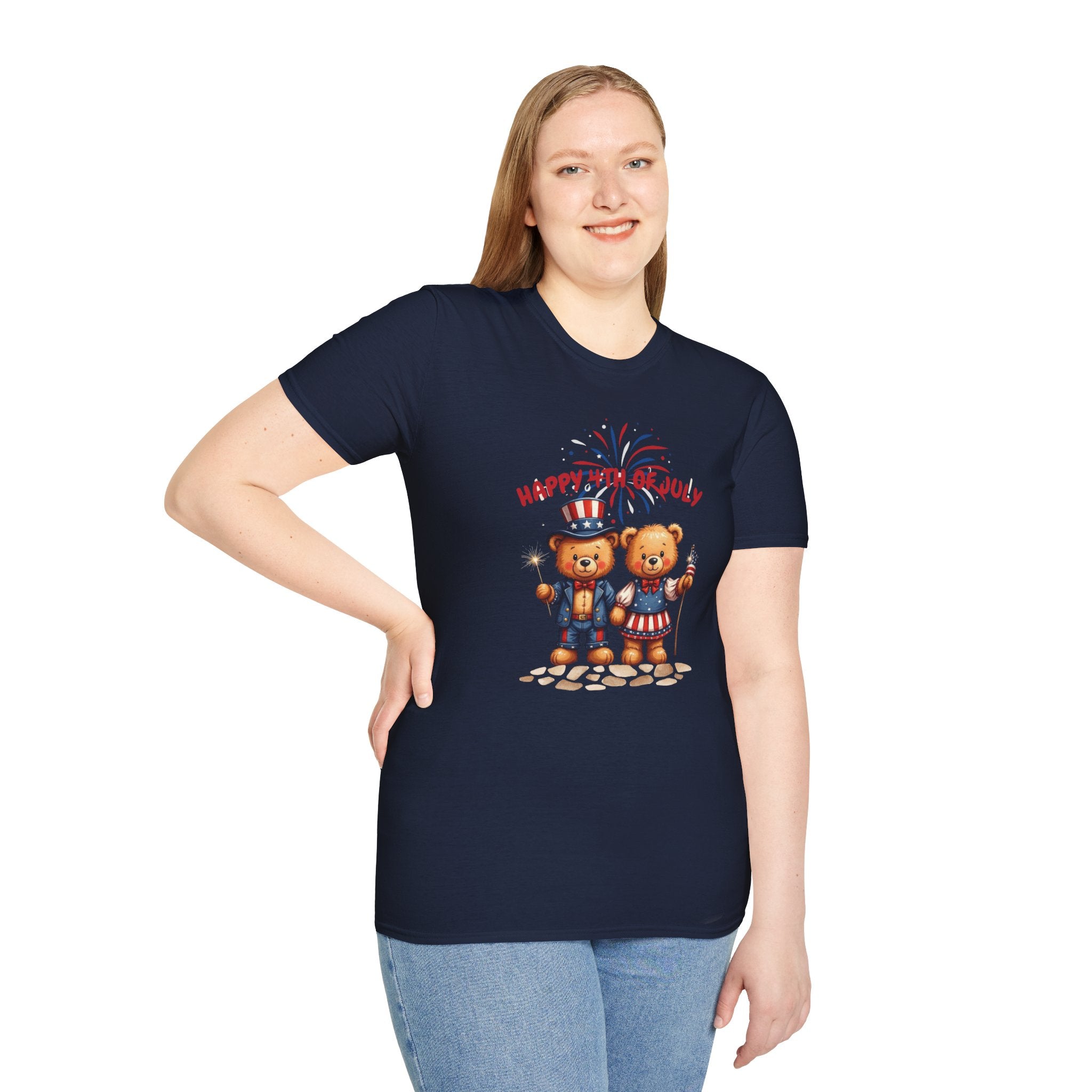 Happy 4th of July Teddy Bear Couple Unisex T-Shirt