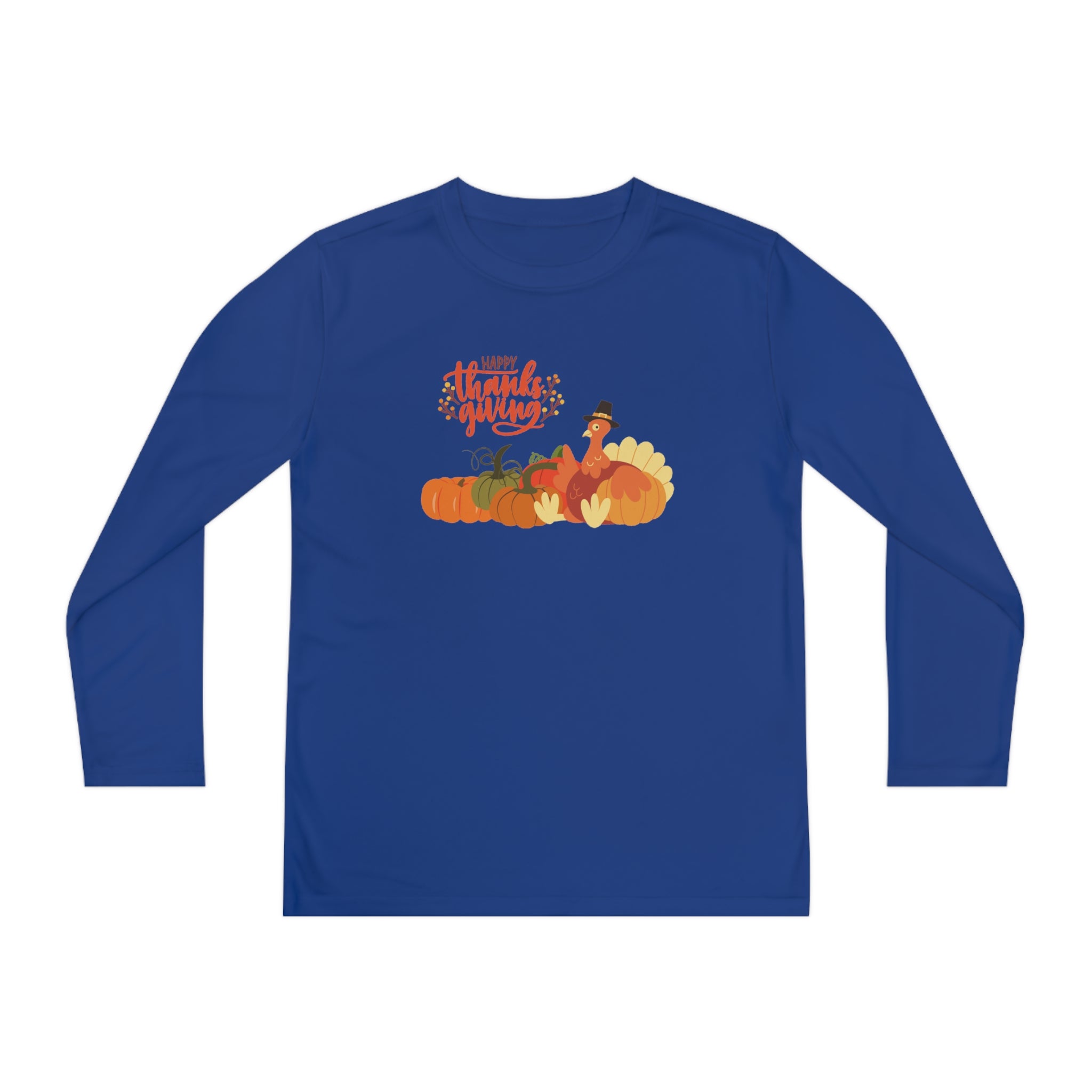 Happy Thanksgiving Turkey Youth Long Sleeve Competitor Tee
