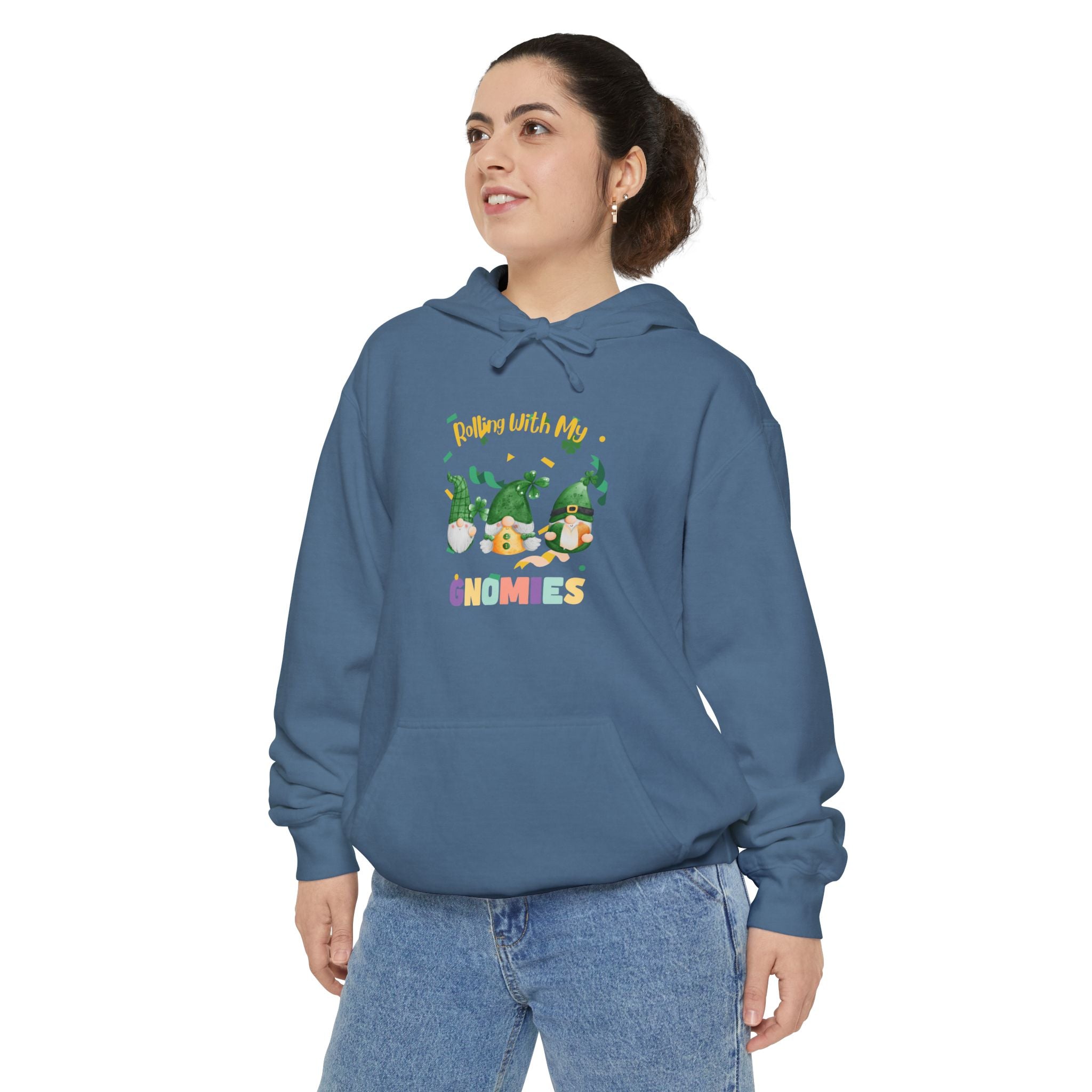 Rolling With My Gnomies Unisex Garment-Dyed Hoodie