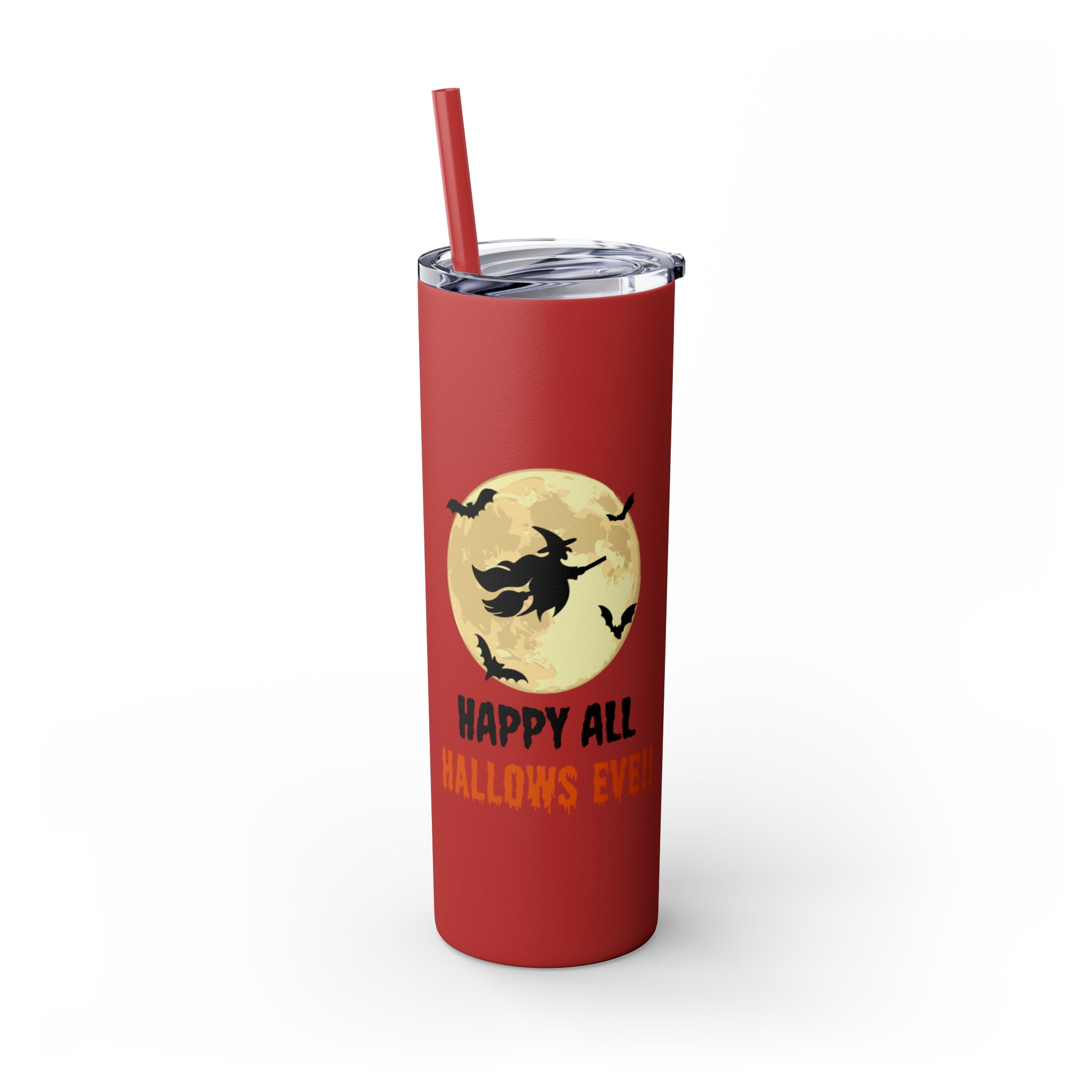 Happy All Hallows Eve Skinny Tumbler with Straw, 20oz
