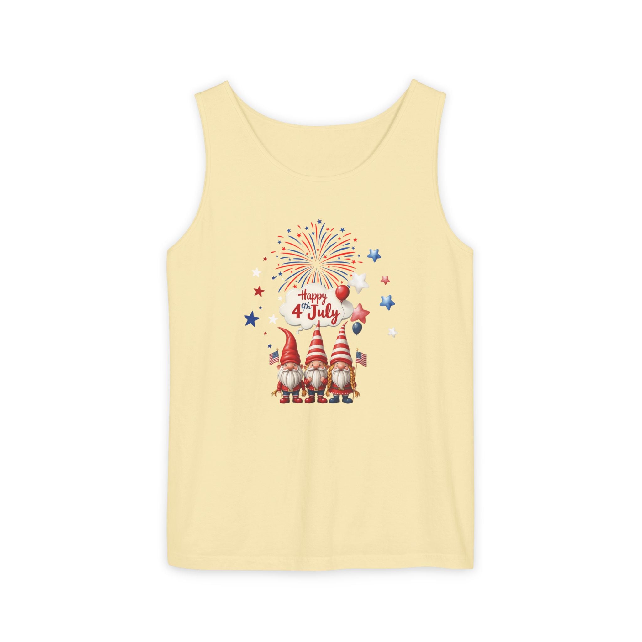 Gnome 4th of July Unisex Tank Top, Festive Holiday Apparel, Casual Independence Day Wear