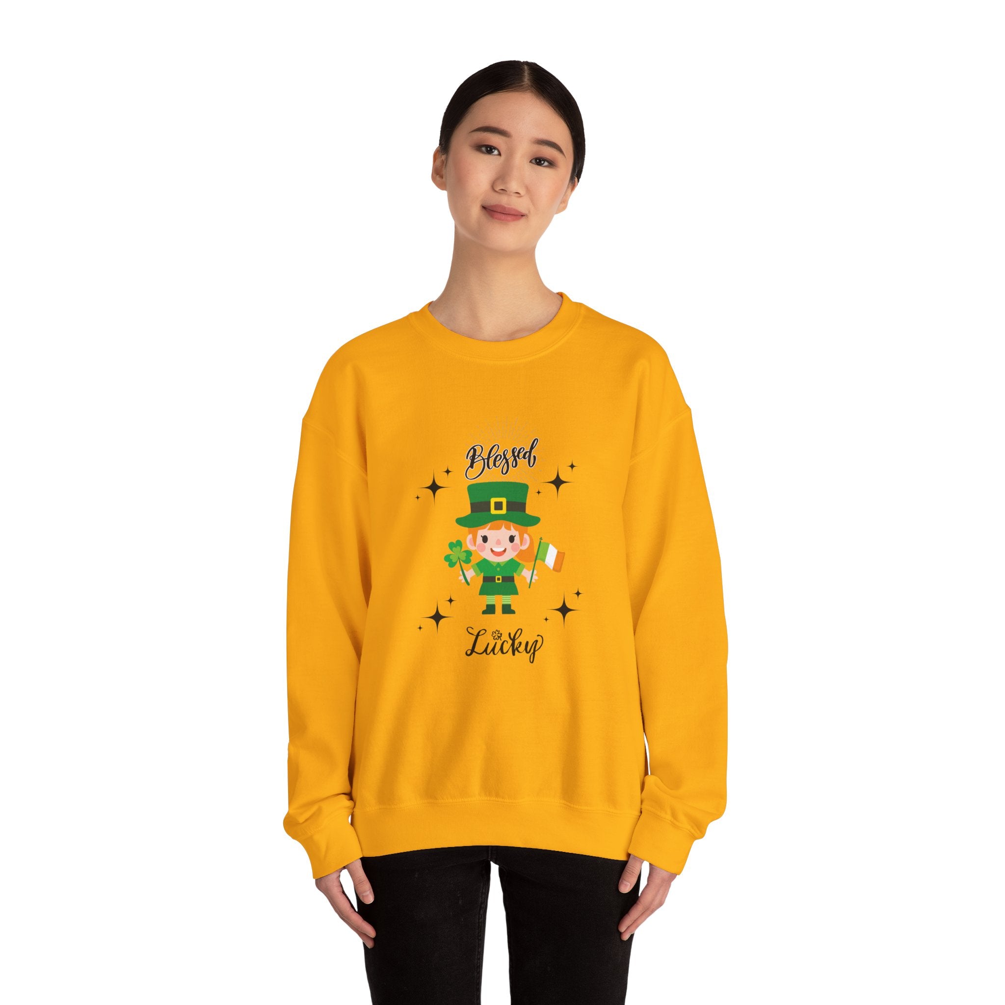 Blessed & Lucky Unisex Crewneck Sweatshirt for St. Patrick's Day