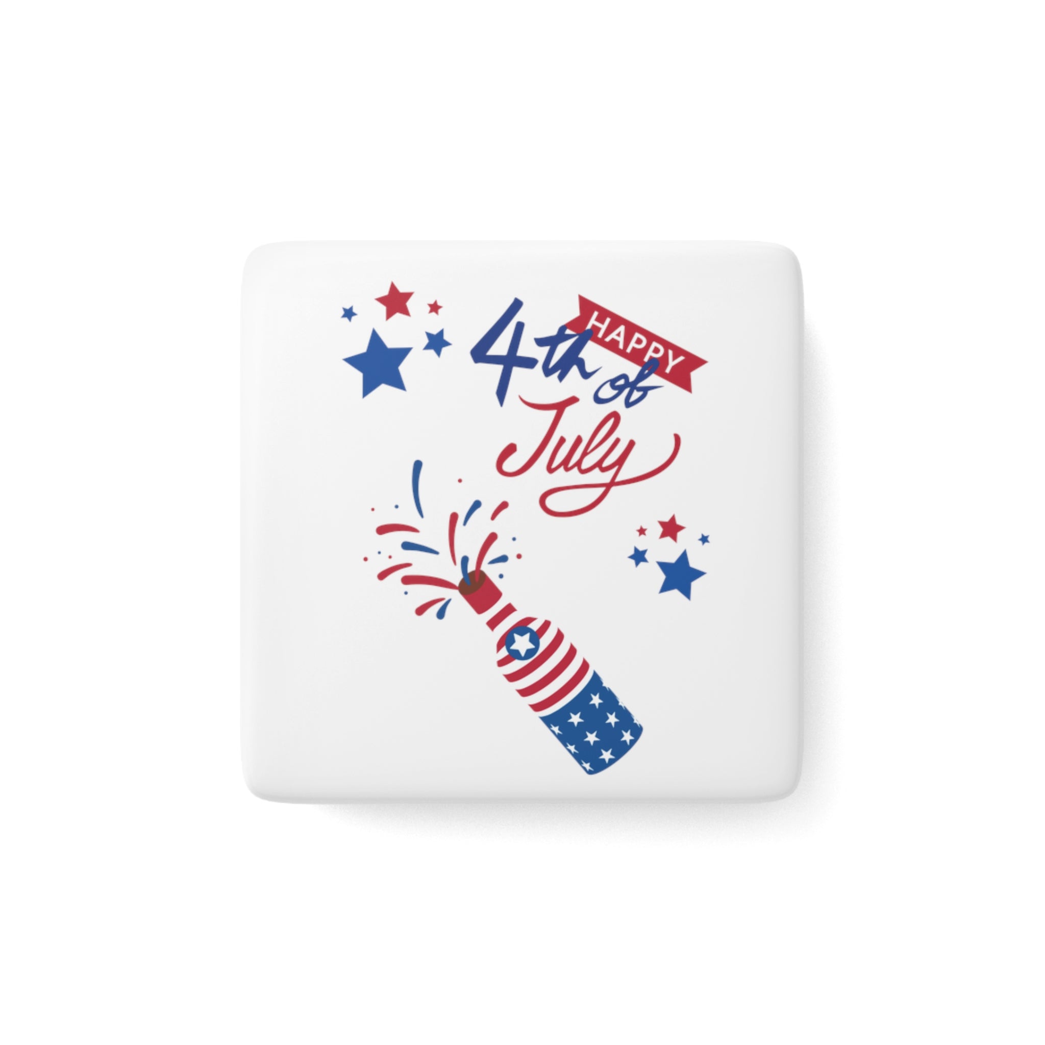 Happy 4th Of July Celebration Porcelain Magnet, Square