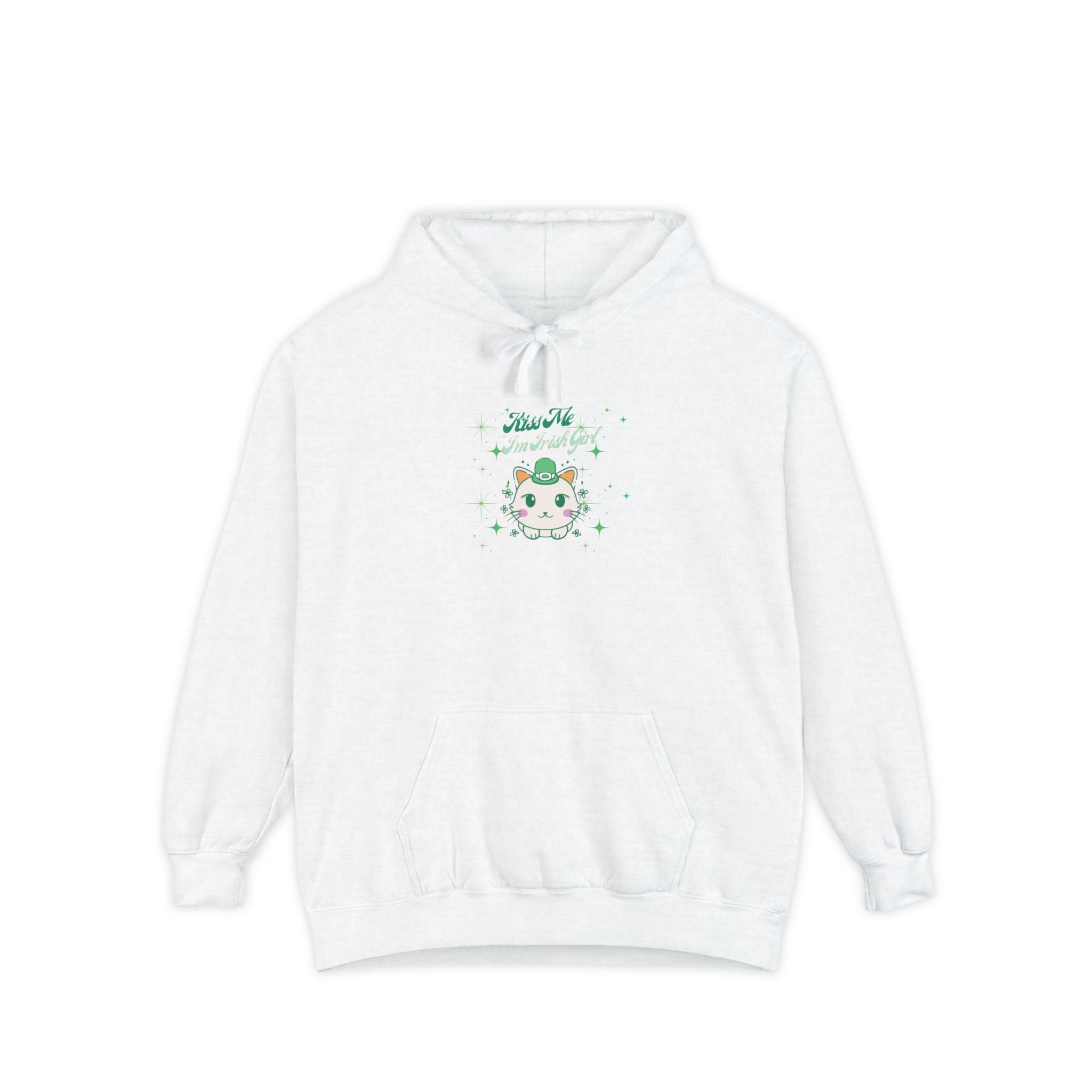 Kiss Me I'm Irish Cat Unisex Garment-Dyed Hoodie