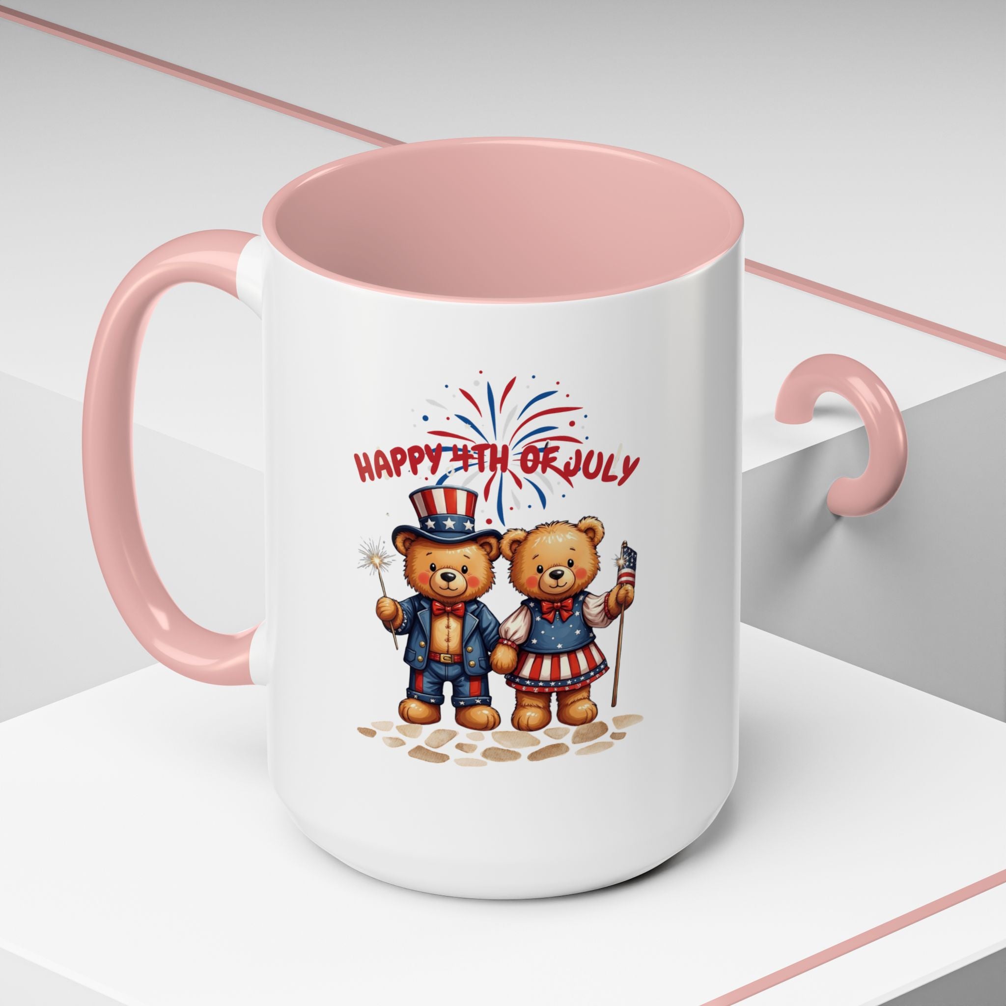 Happy 4th of July Teddy Bear Couple Coffee Mug