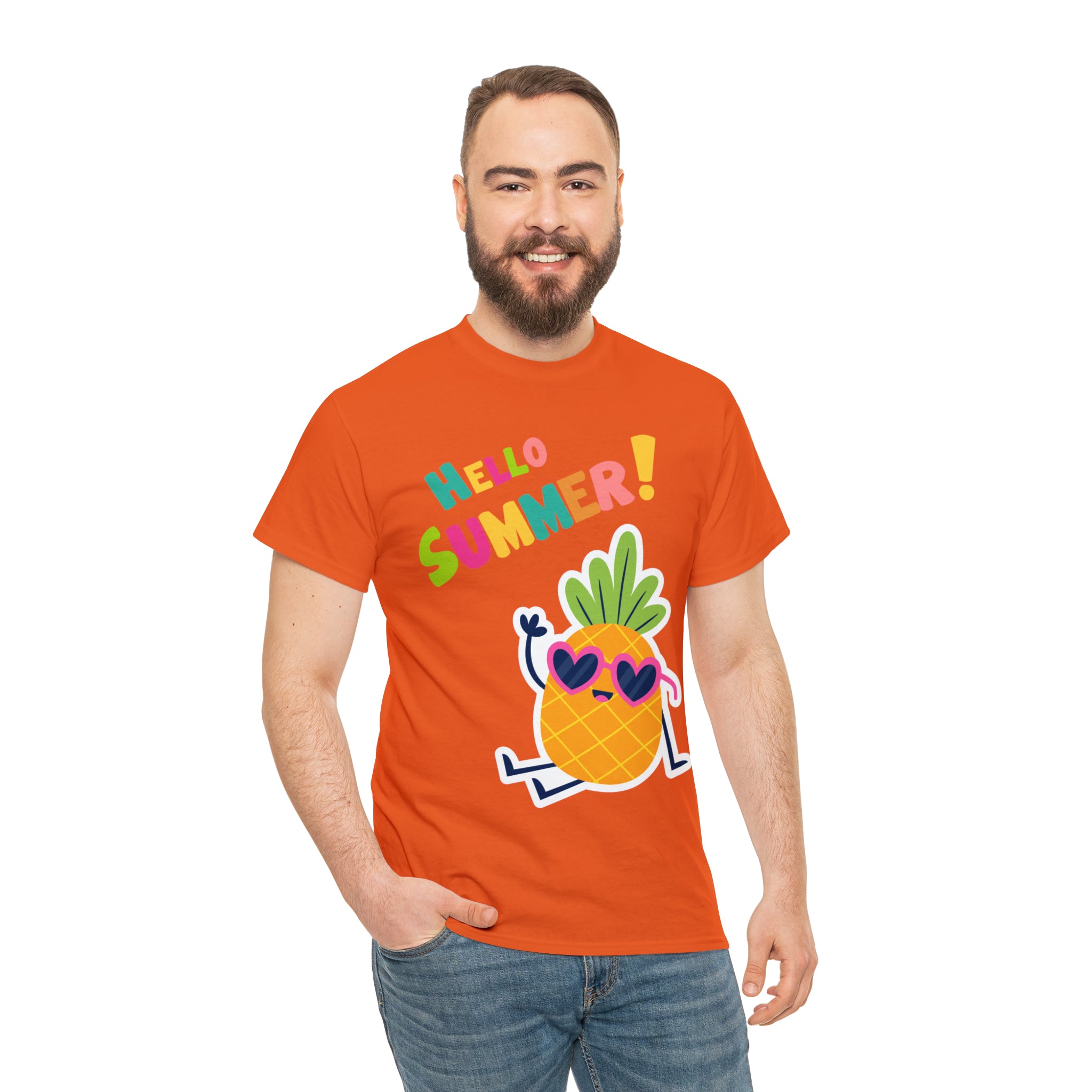 Hello Pineapple Summer Unisex Heavy Cotton Tee