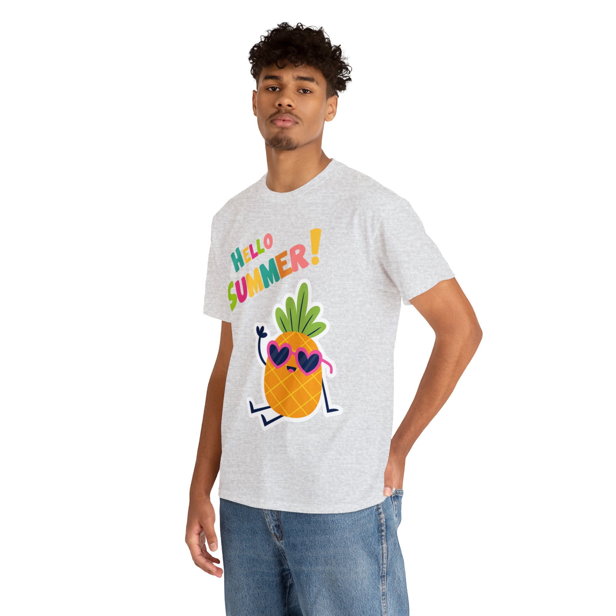 Hello Pineapple Summer Unisex Heavy Cotton Tee