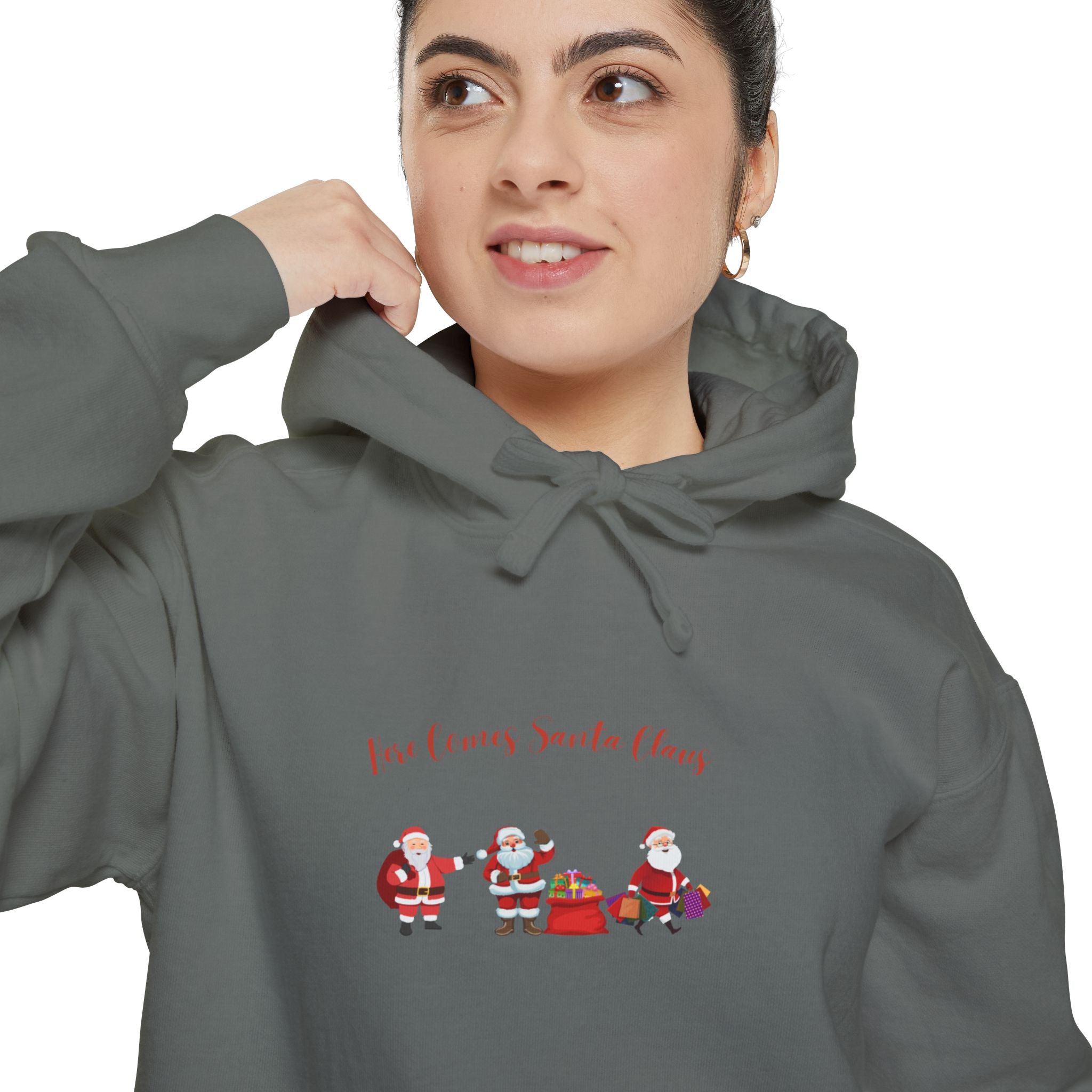 Here Comes Santa Claus Unisex Garment-Dyed Hoodie