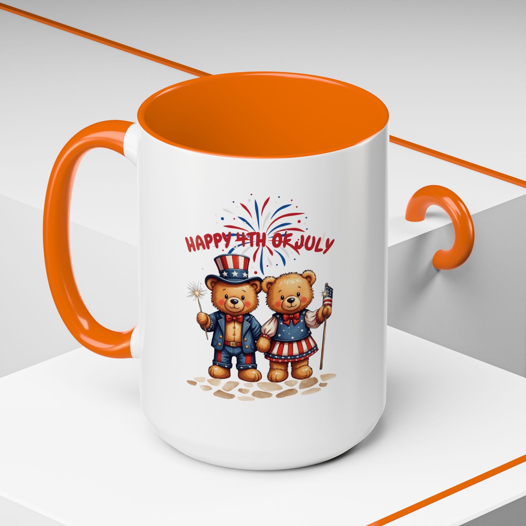 Happy 4th of July Teddy Bear Couple Coffee Mug