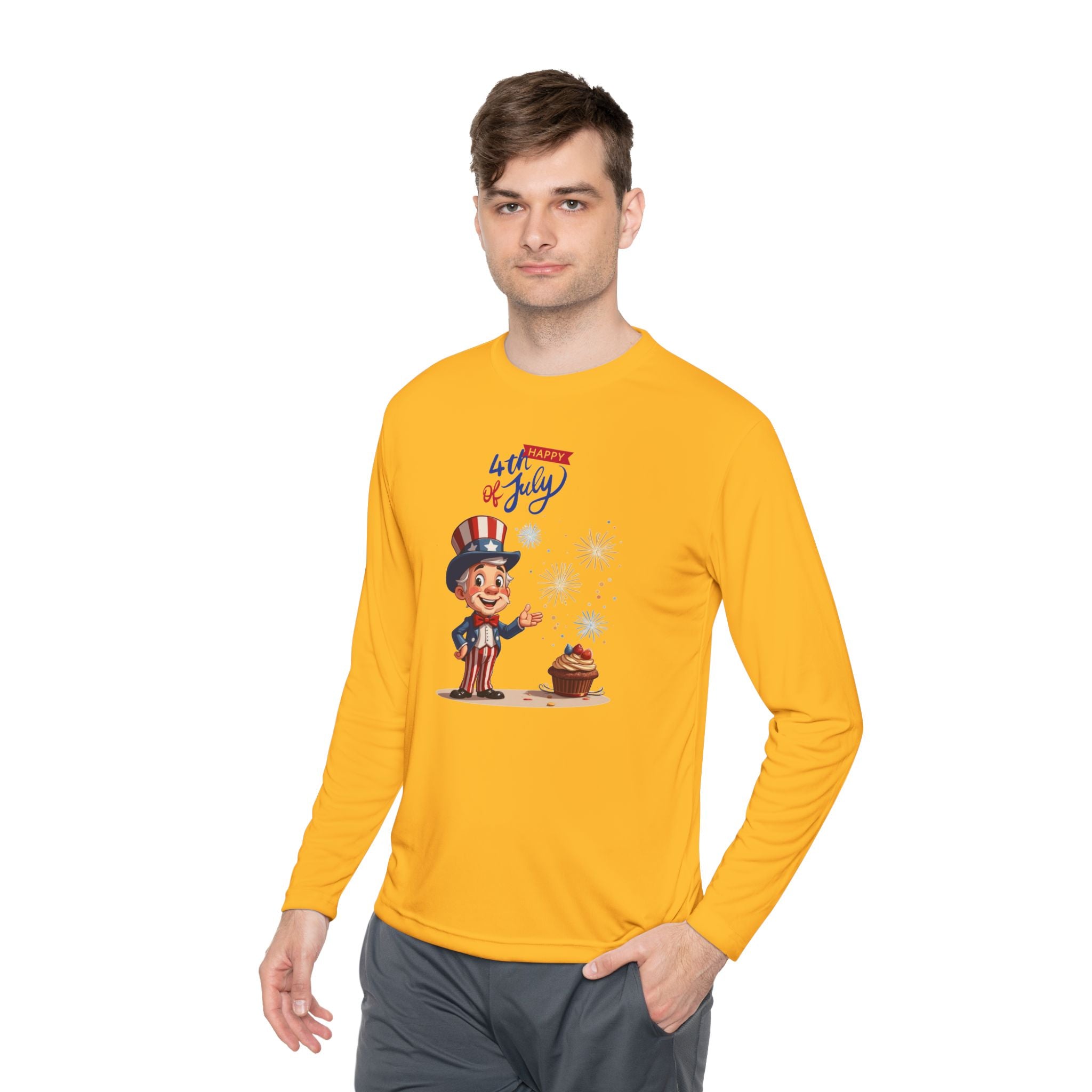 Uncle Sam Happy 4th of July Unisex Lightweight Long Sleeve Tee