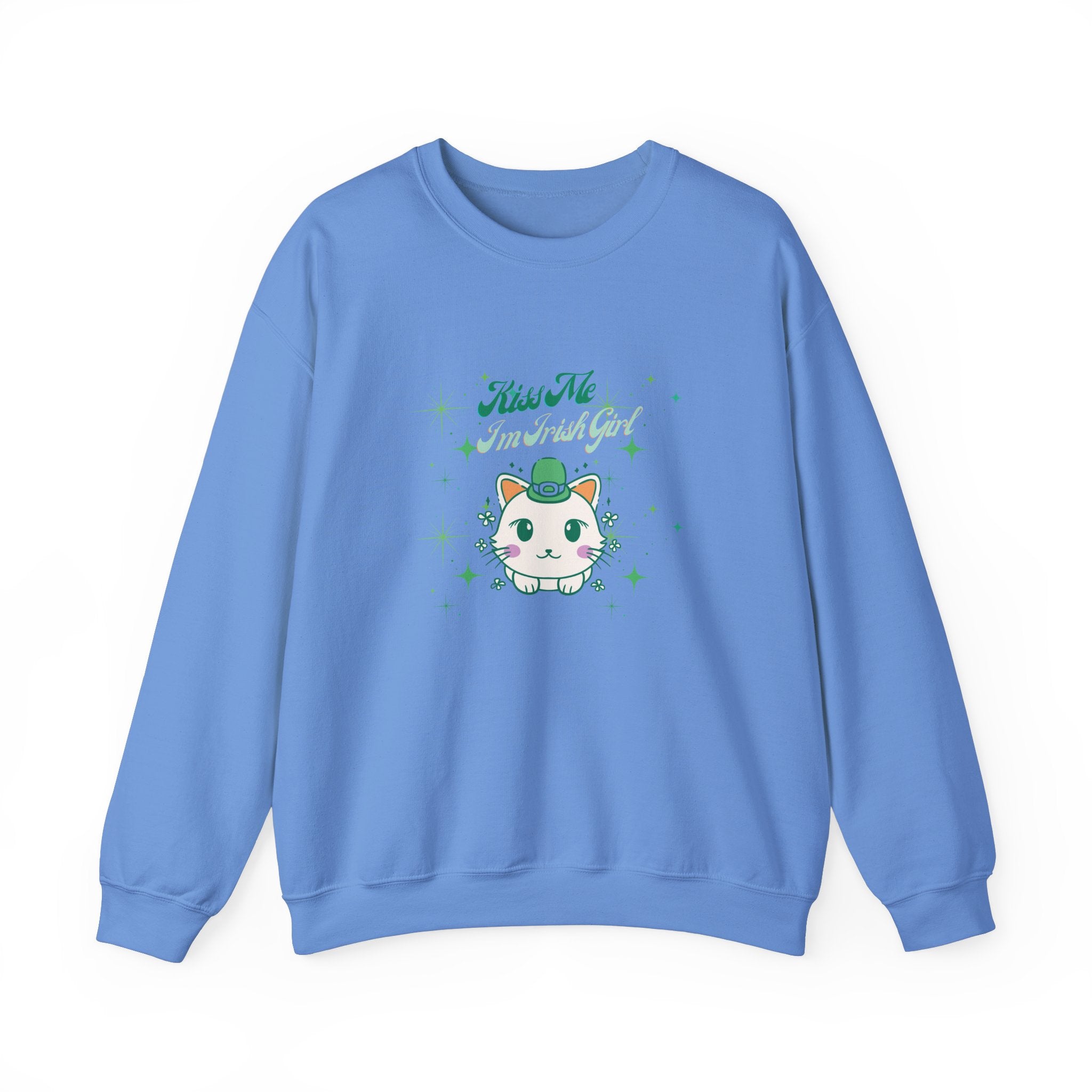 Kiss Me I'm Irish Cat Crewneck Sweatshirt - Unisex Heavy Blend™