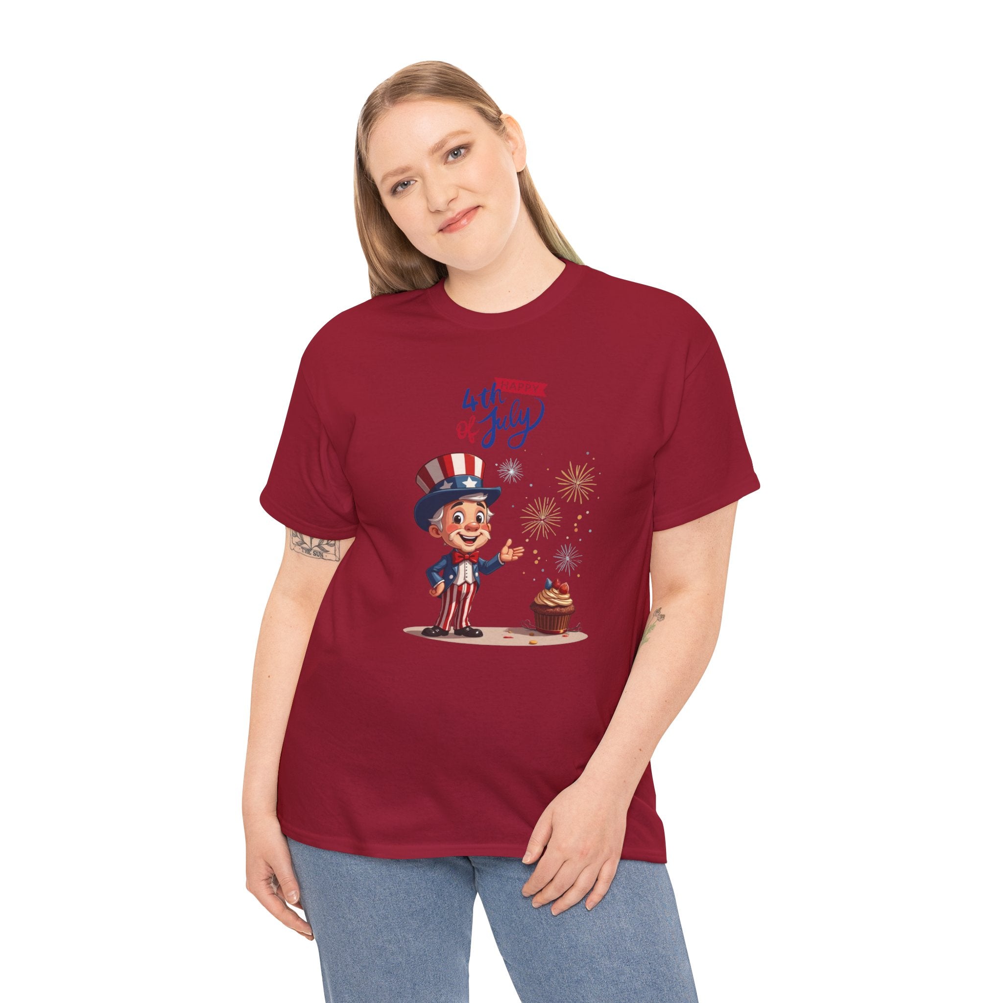 Uncle Sam Tee Happy of July, Unisex Heavy Cotton Shirt