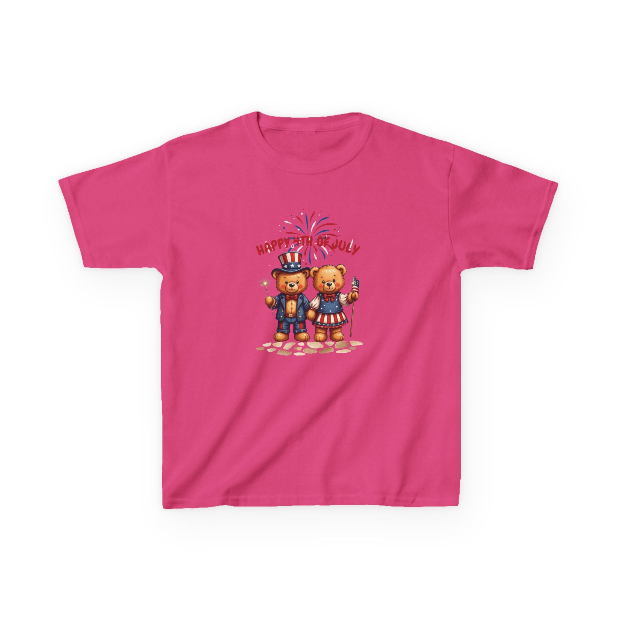 Happy 4th of July Teddy Bear Couple Happy 4th of July Kids Heavy Cotton