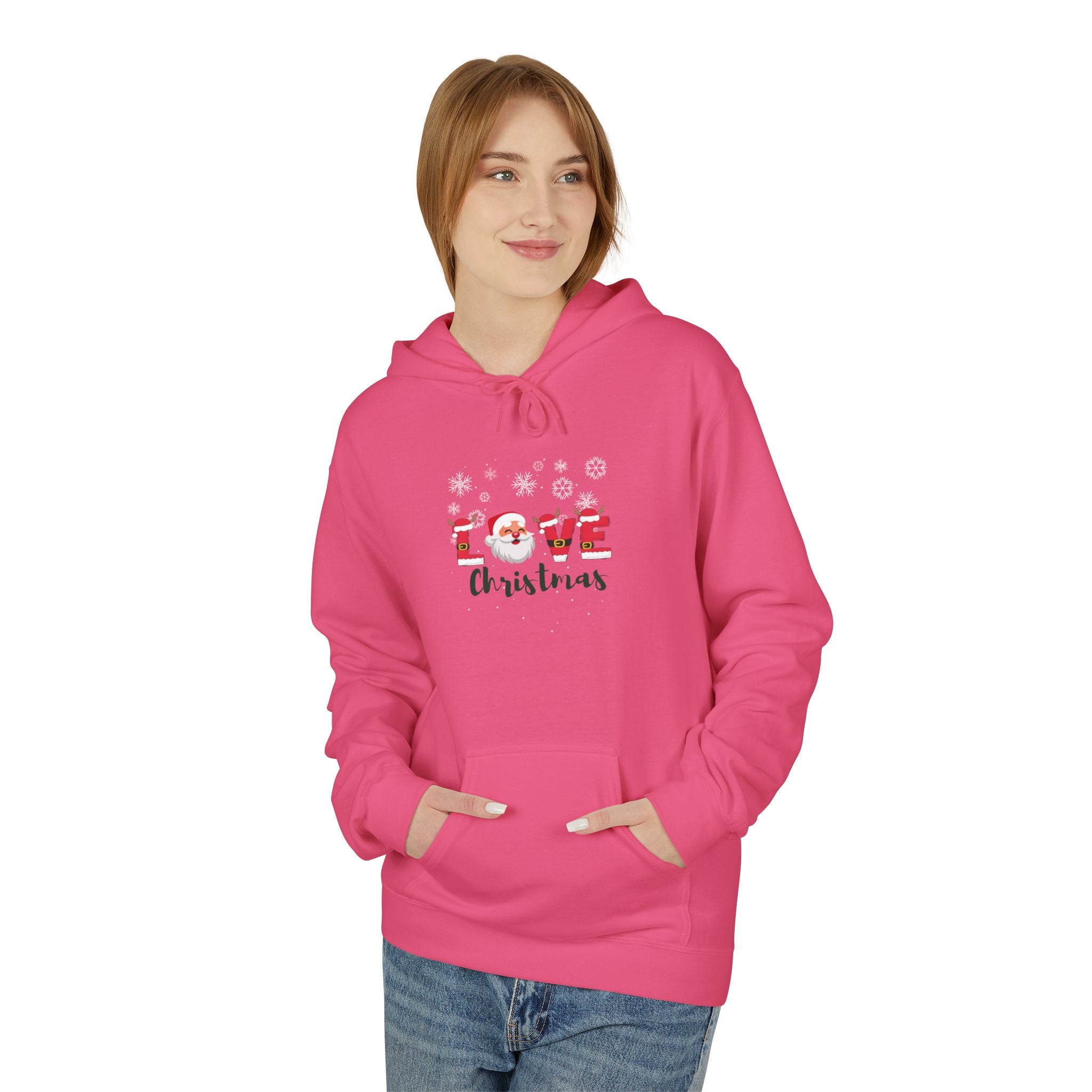 Santa Claus Loves Christmas Unisex Midweight Softstyle Fleece Hoodie