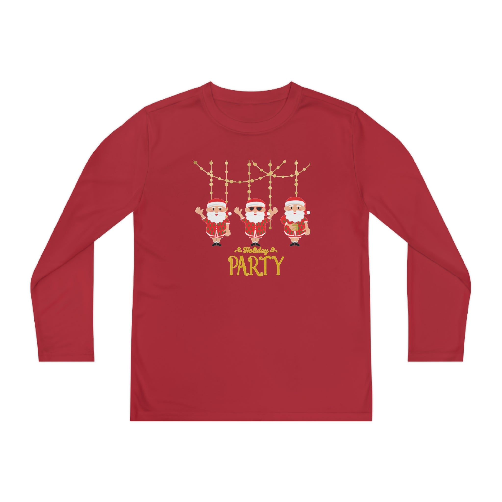 Santa's Holiday Party Youth Long Sleeve Competitor Tee