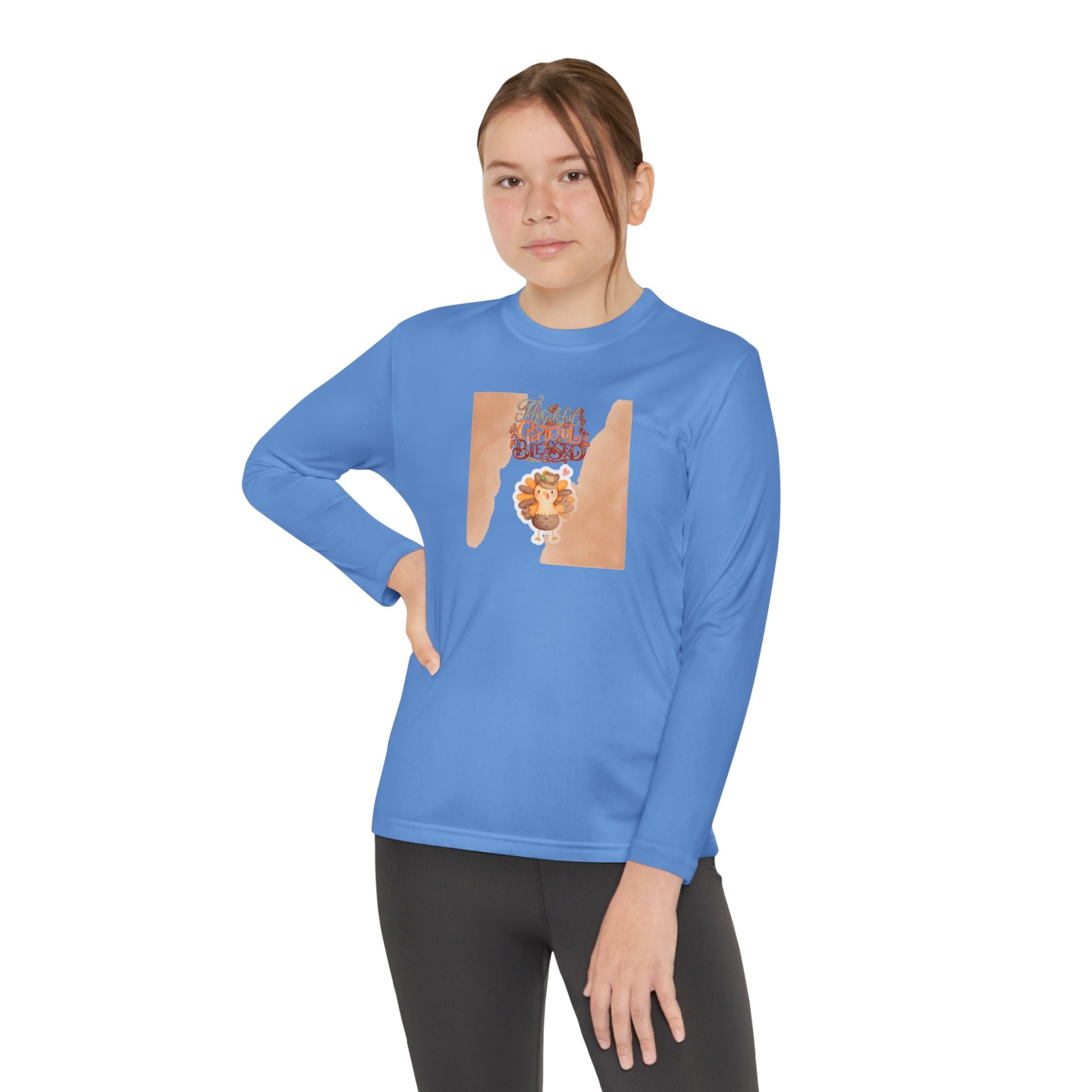 Thankful Grateful Blessed Youth Long Sleeve Competitor Tee