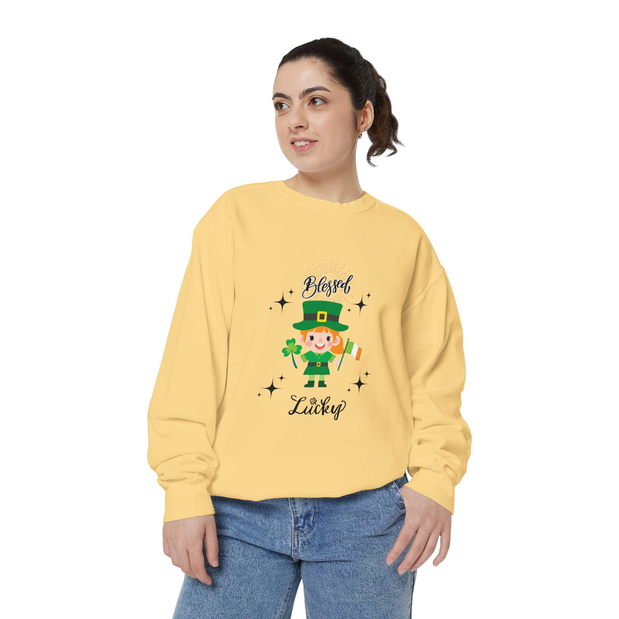 Blessed & Lucky Unisex Garment-Dyed Sweatshirt