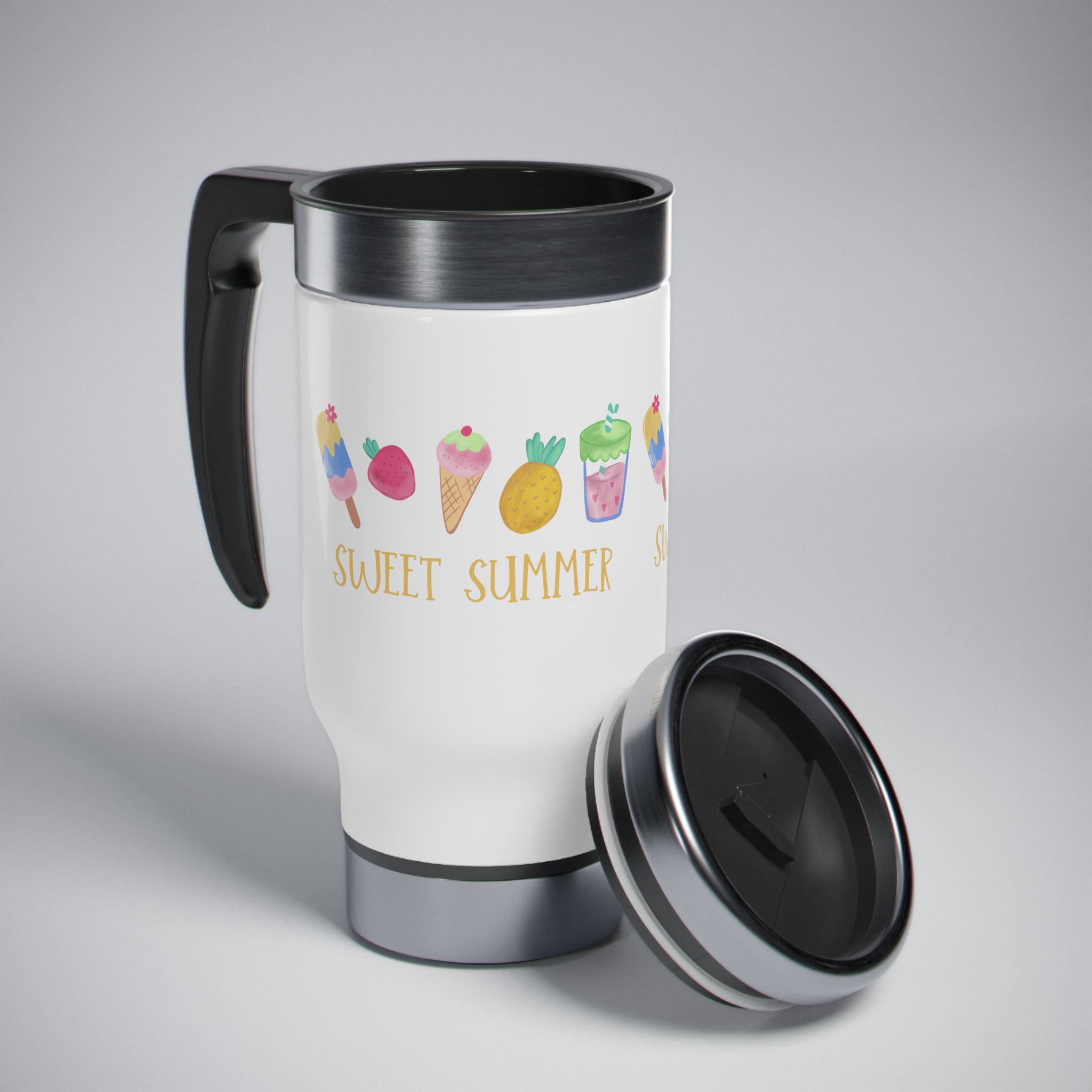 Sweet Summer Stainless Steel Travel Mug with Handle, 14oz