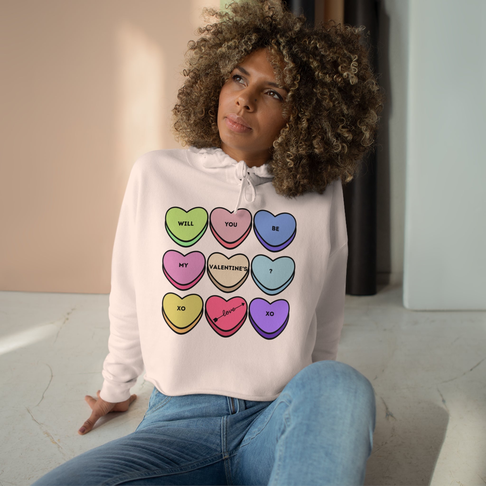 Will You Be My Valentine? Crop Hoodie