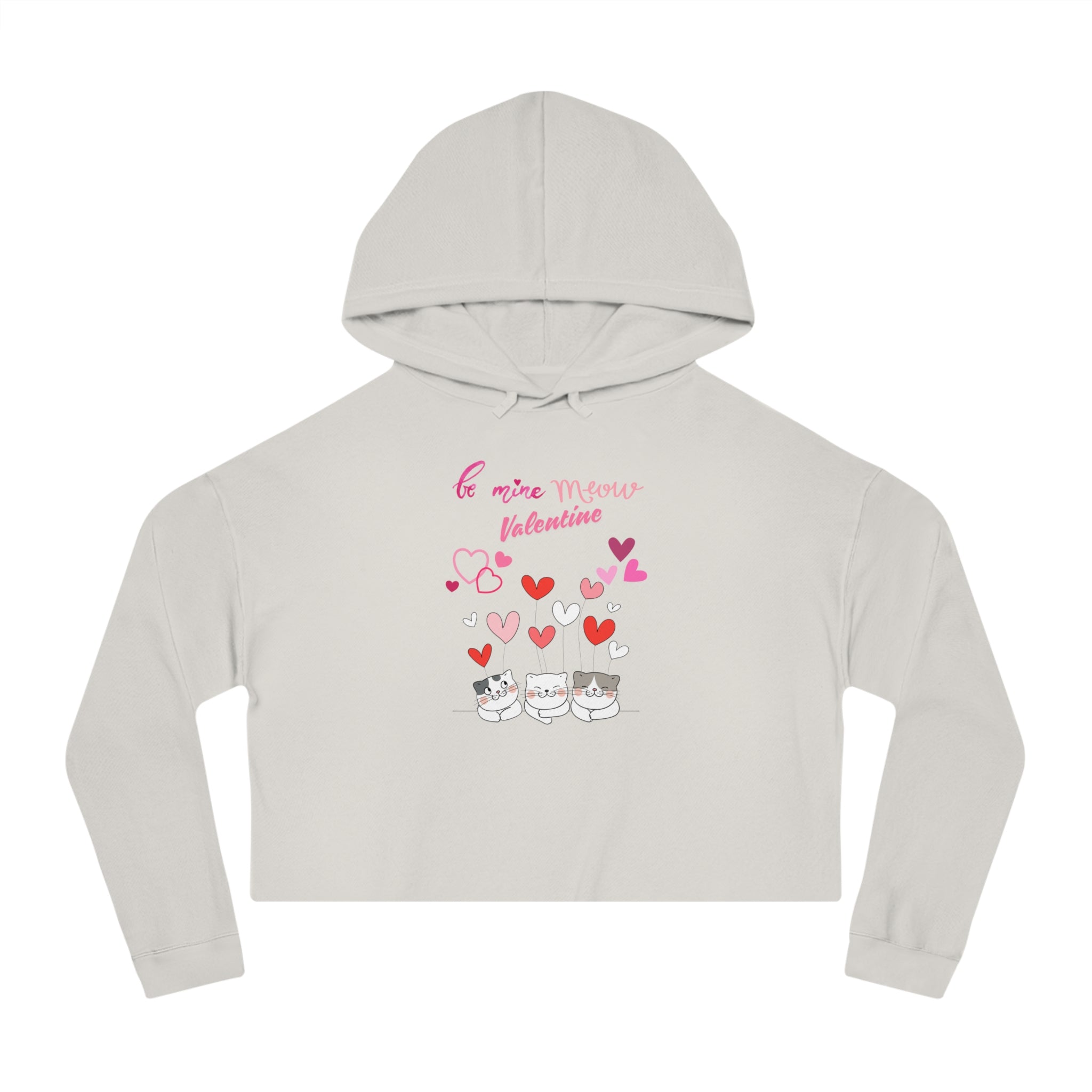 Meow Valentine's Day Women’s Cropped Hooded Sweatshirt