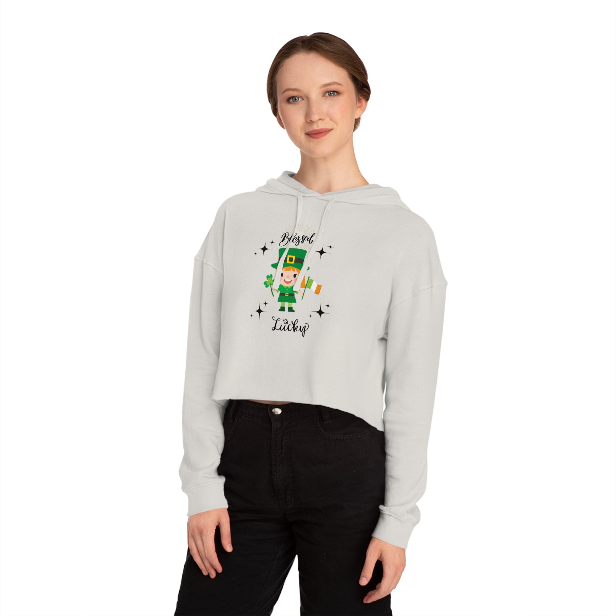 Blessed & Lucky Women’s Cropped Hooded Sweatshirt