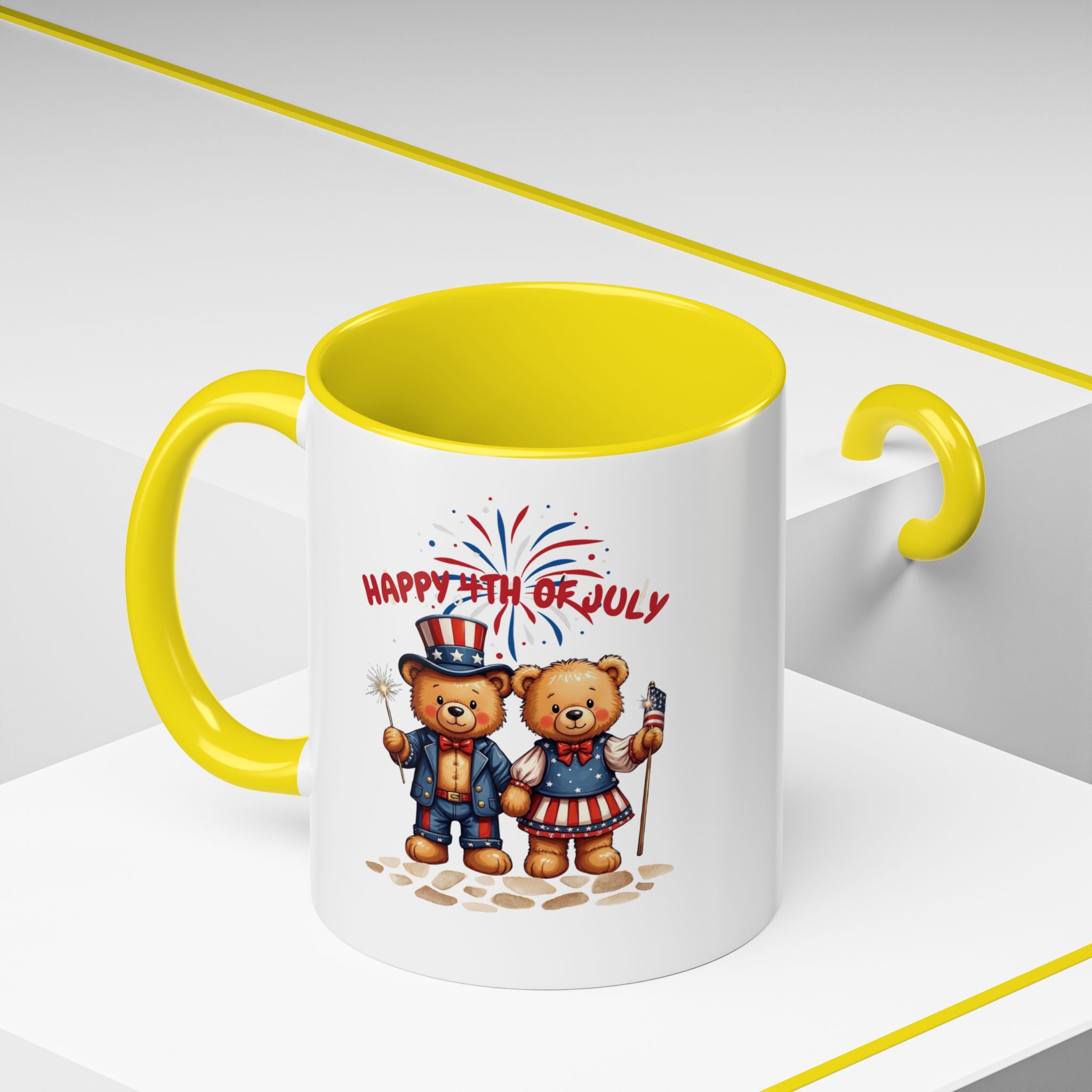 Happy 4th of July Teddy Bear Couple Coffee Mug