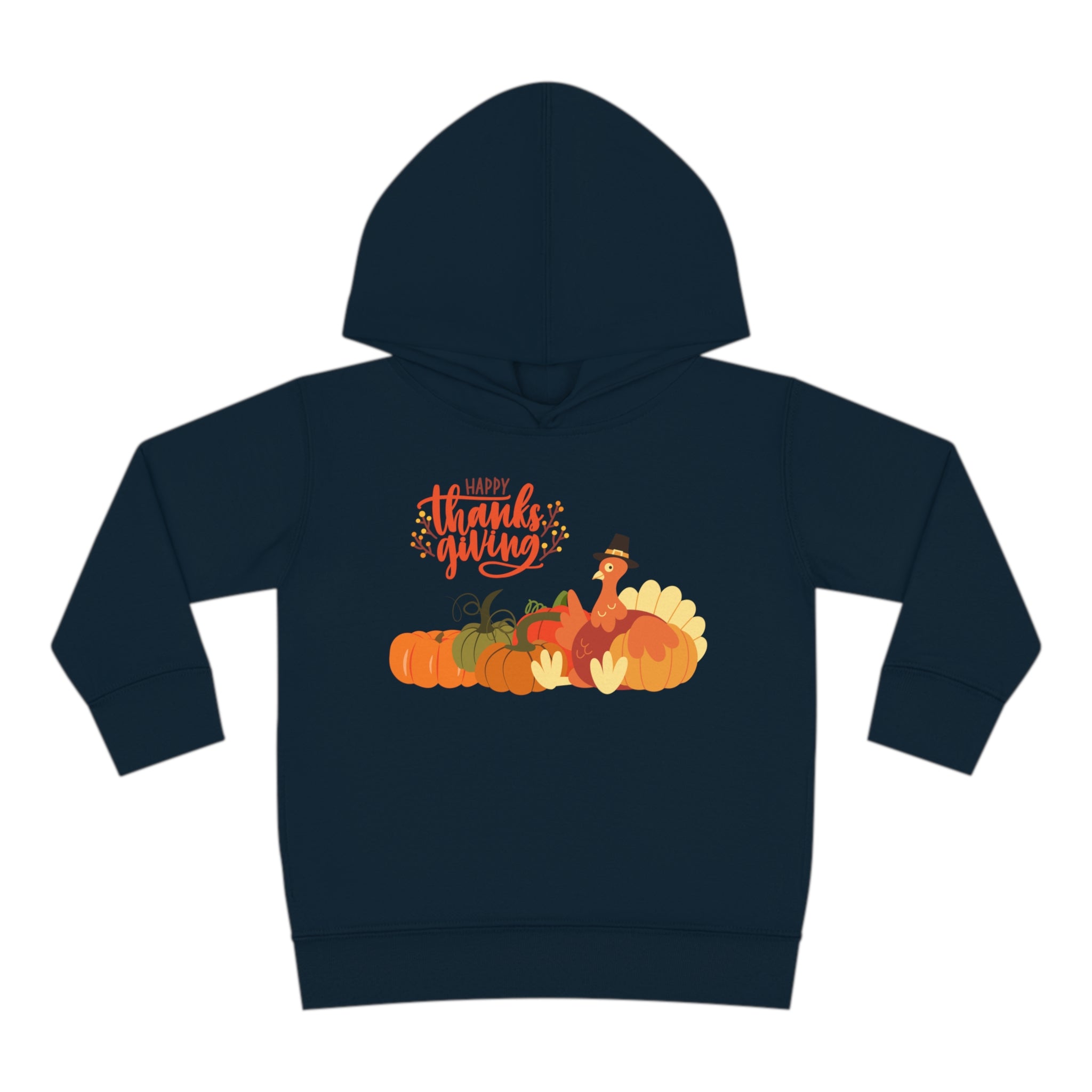 Happy Thanksgiving Turkey Toddler Pullover Fleece Hoodie