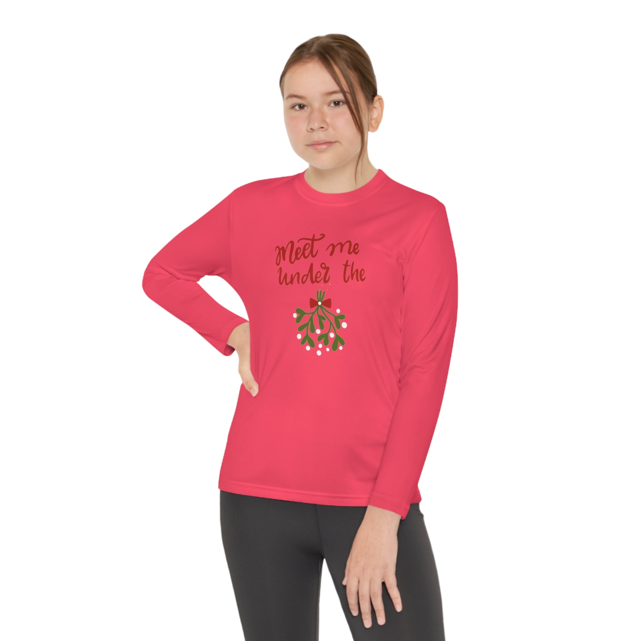 Meet Me Under The Mistletoe Youth Long Sleeve Competitor Tee