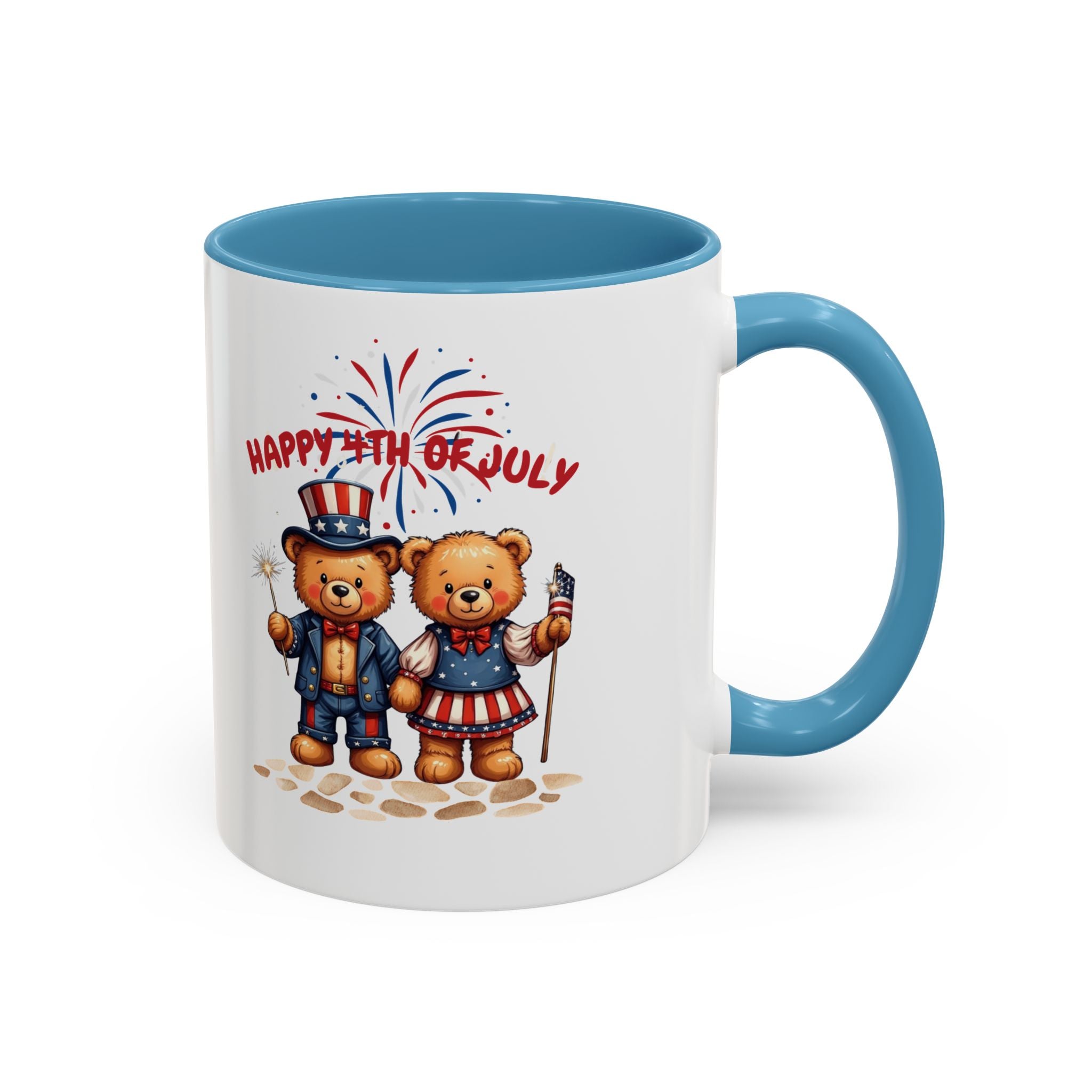 Happy 4th of July Teddy Bear Couple Coffee Mug
