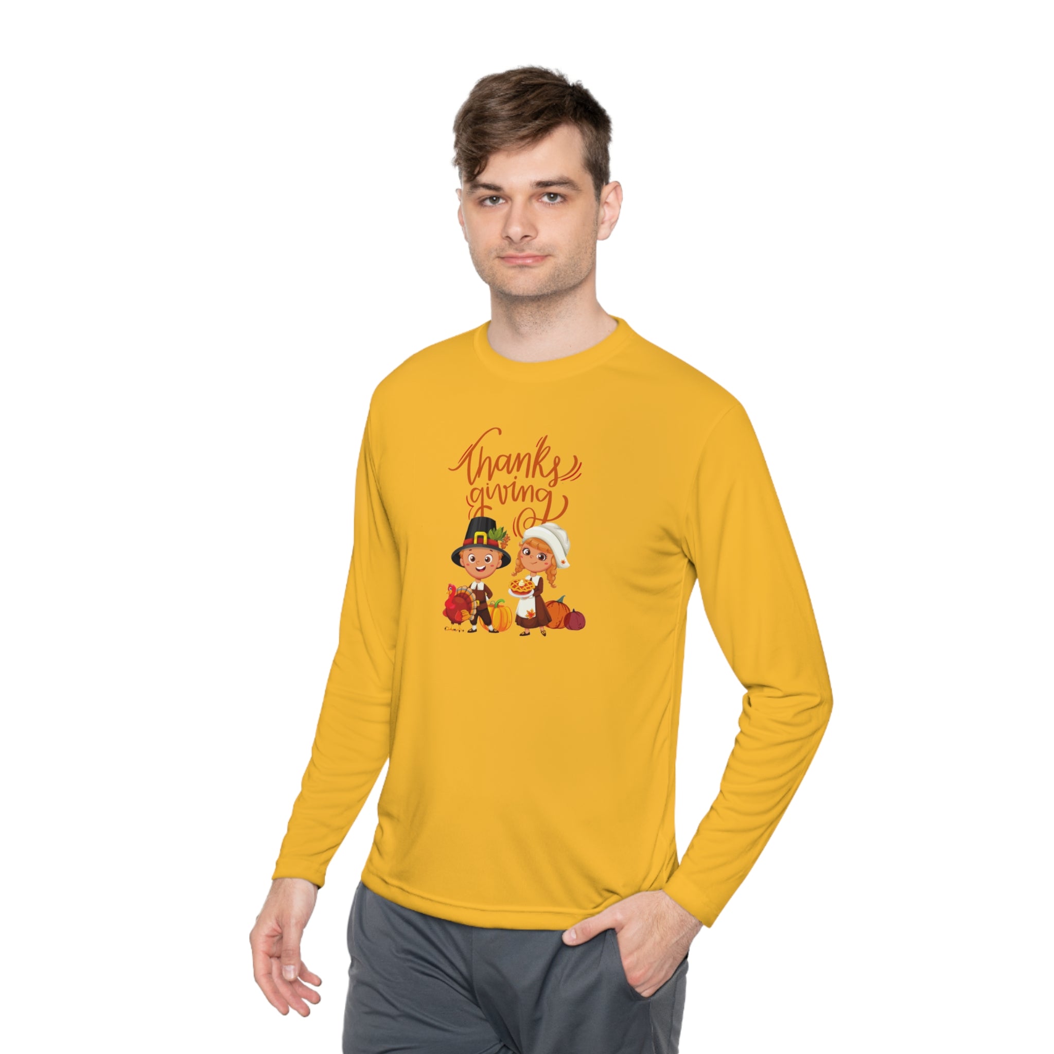 Happy Thanksgiving Unisex Lightweight Long Sleeve Tee