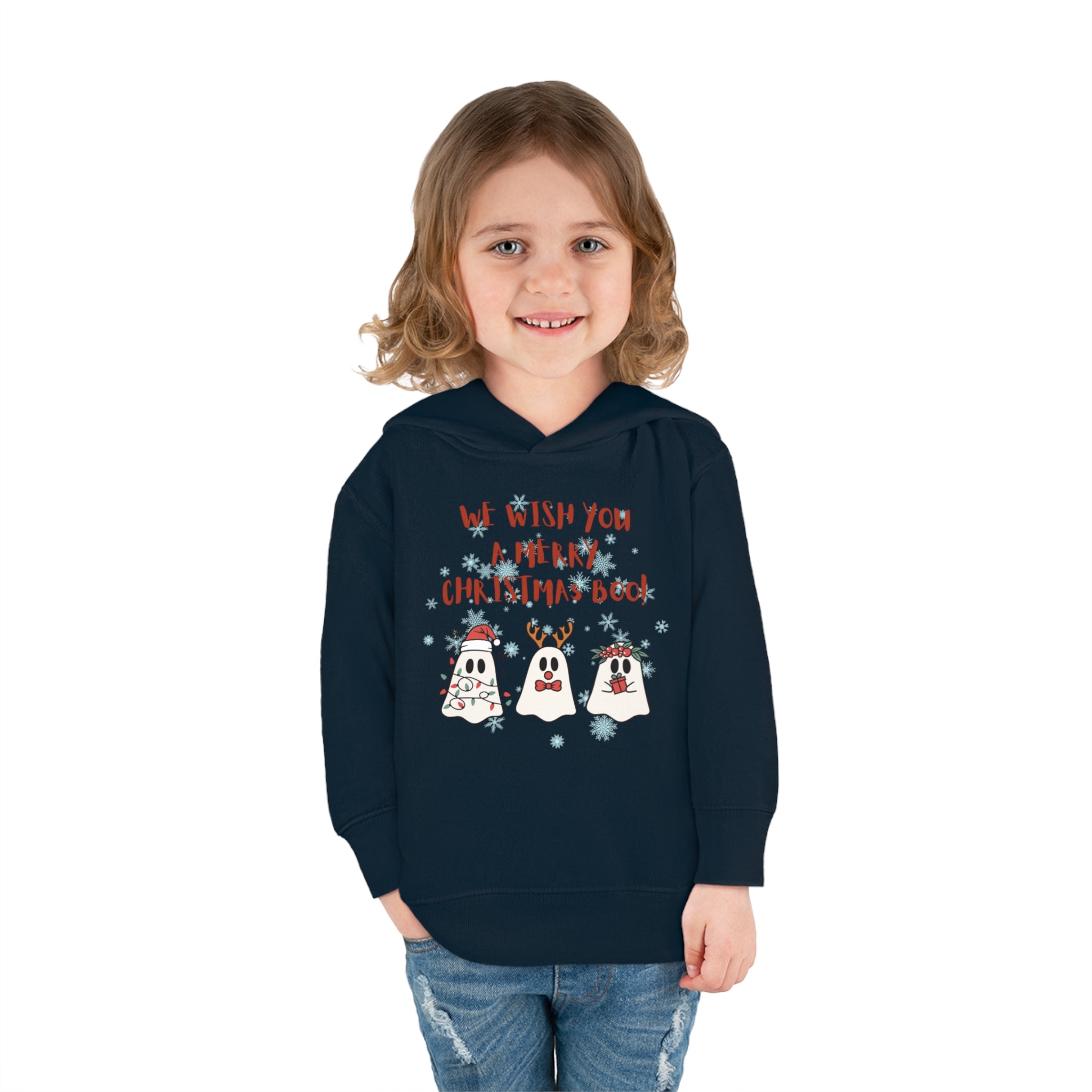 We Wish You A Merry Christmas Boo Toddler Pullover Fleece Hoodie