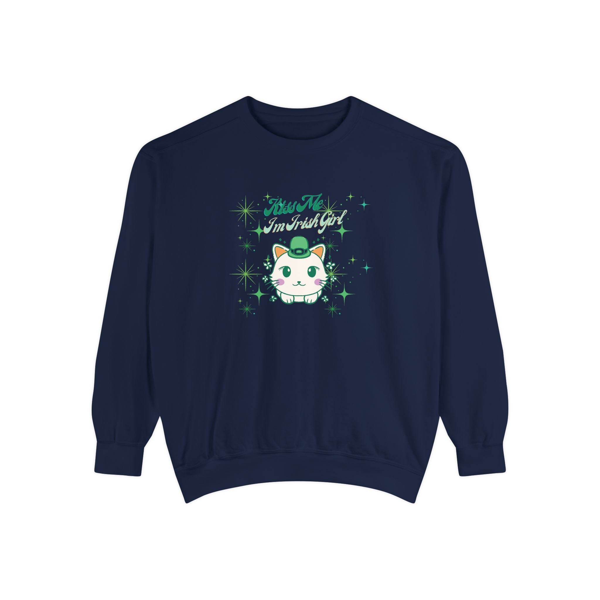 Kiss Me I'm Irish Cat Garment-Dyed Sweatshirt