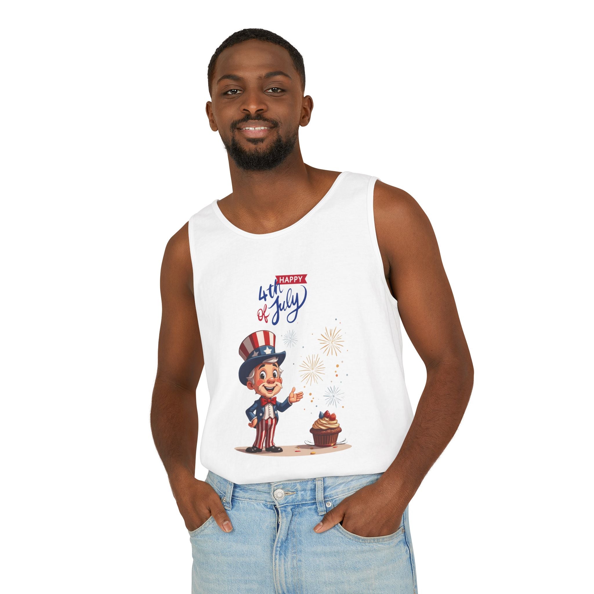Uncle Sam Happy 4th of July Tank Top Unisex Sleeveless Shirt