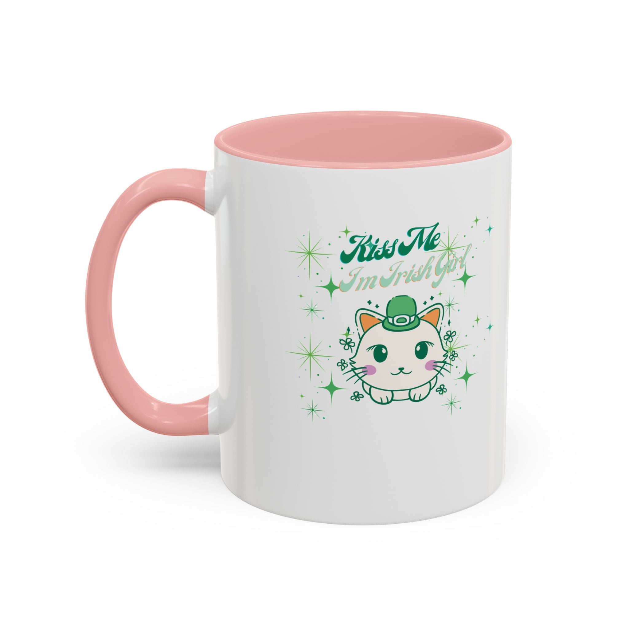 Kiss Me I'm Irish Cat  Accent Mug