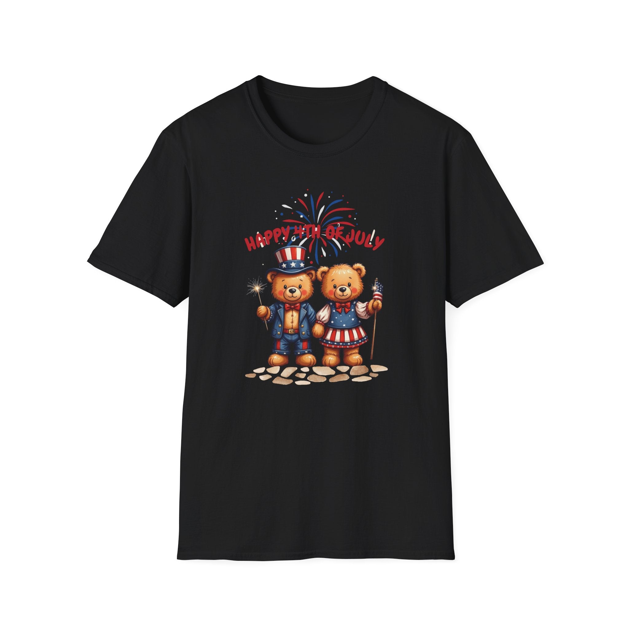 Happy 4th of July Teddy Bear Couple Unisex T-Shirt